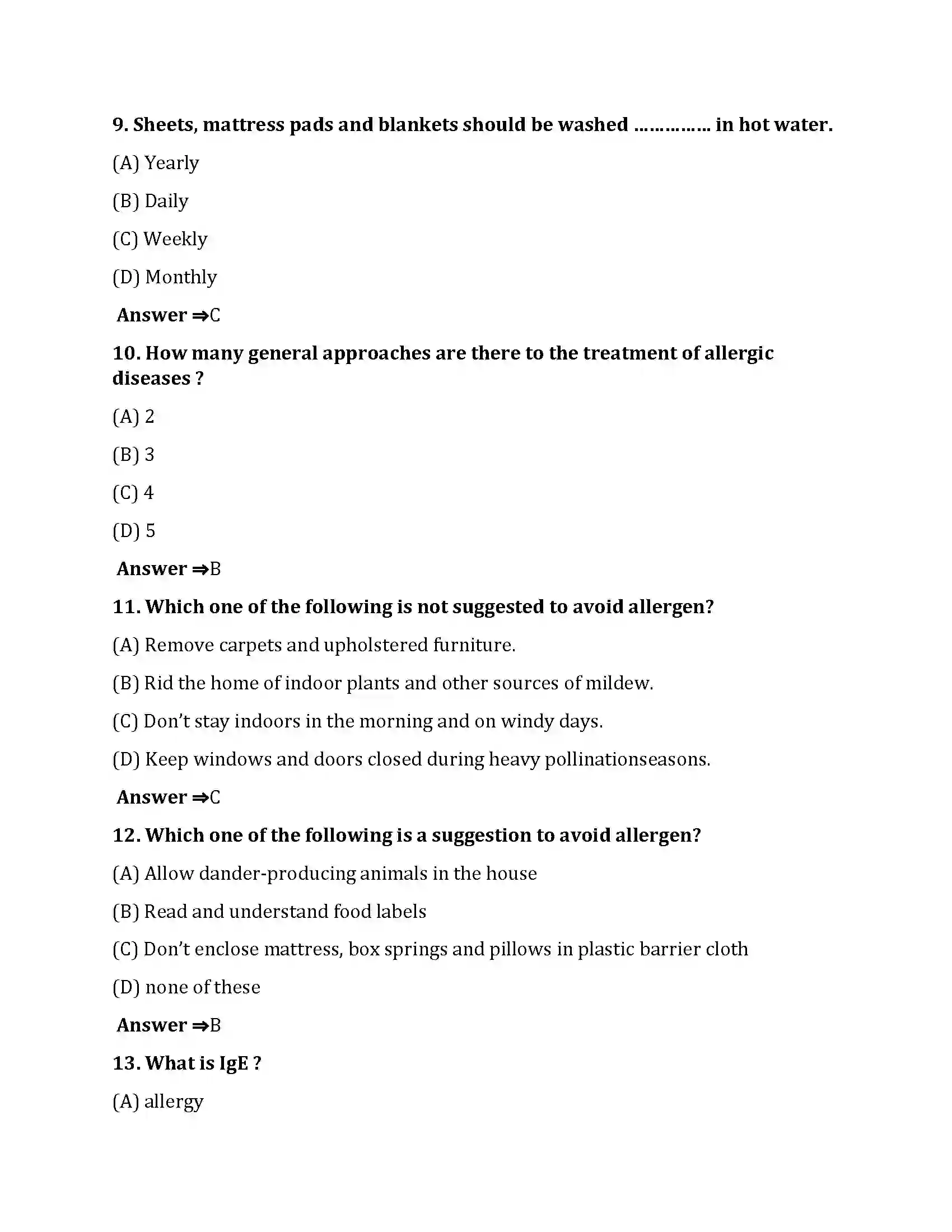 Bihar Board Class 10th Allergy Allergy  Objective Objective Question 3