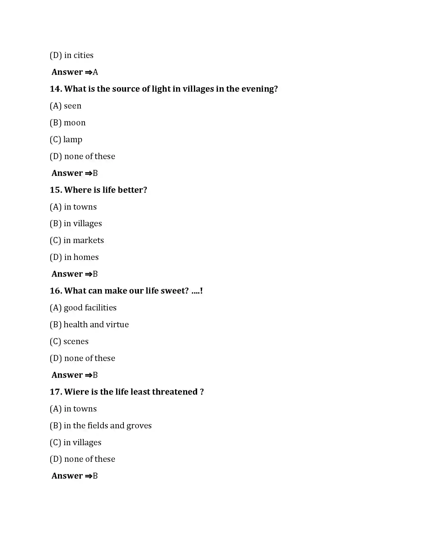 Bihar Board Class 10th God Made The Country God Made The Country  Objective Objective Question 4