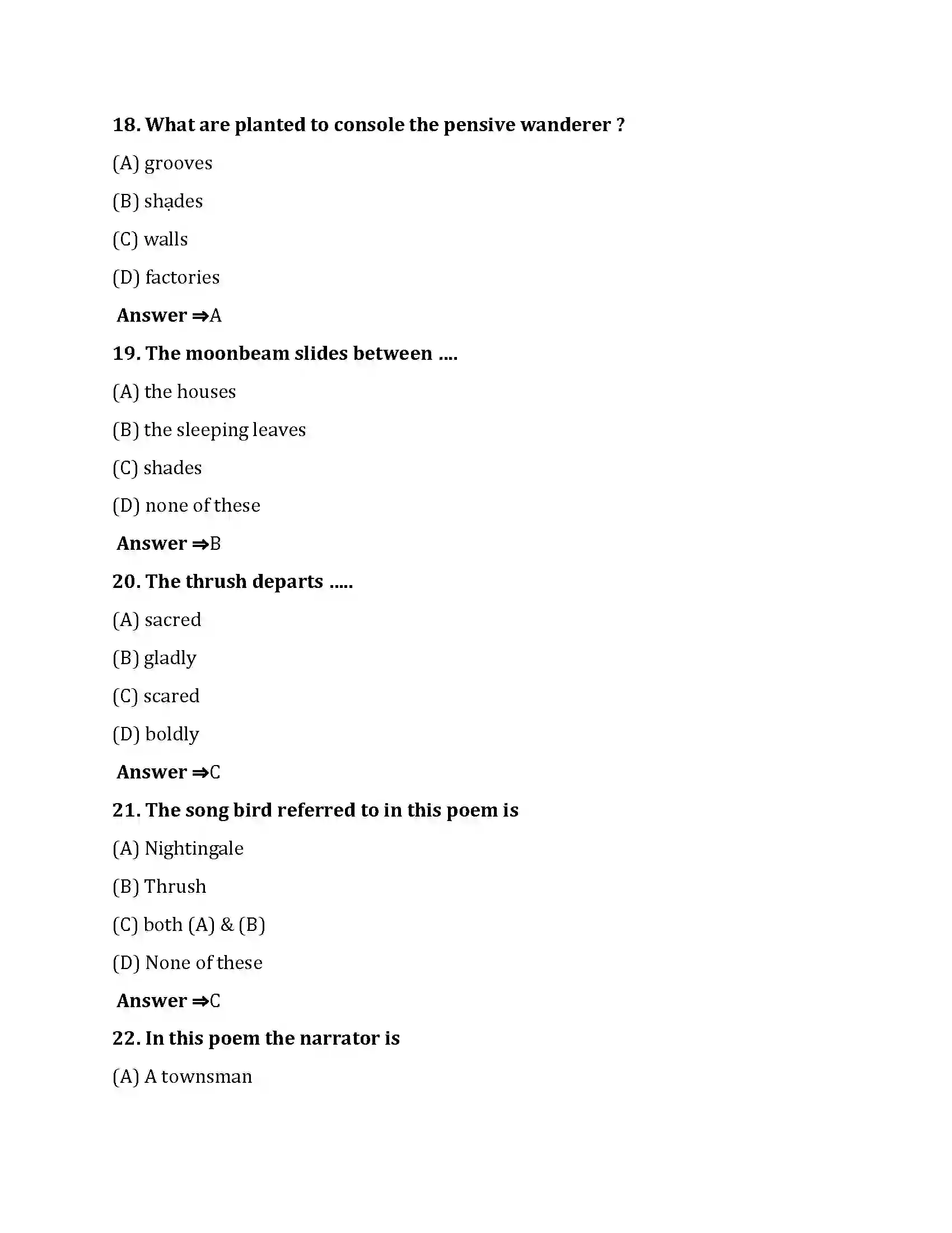 Bihar Board Class 10th God Made The Country God Made The Country  Objective Objective Question 5