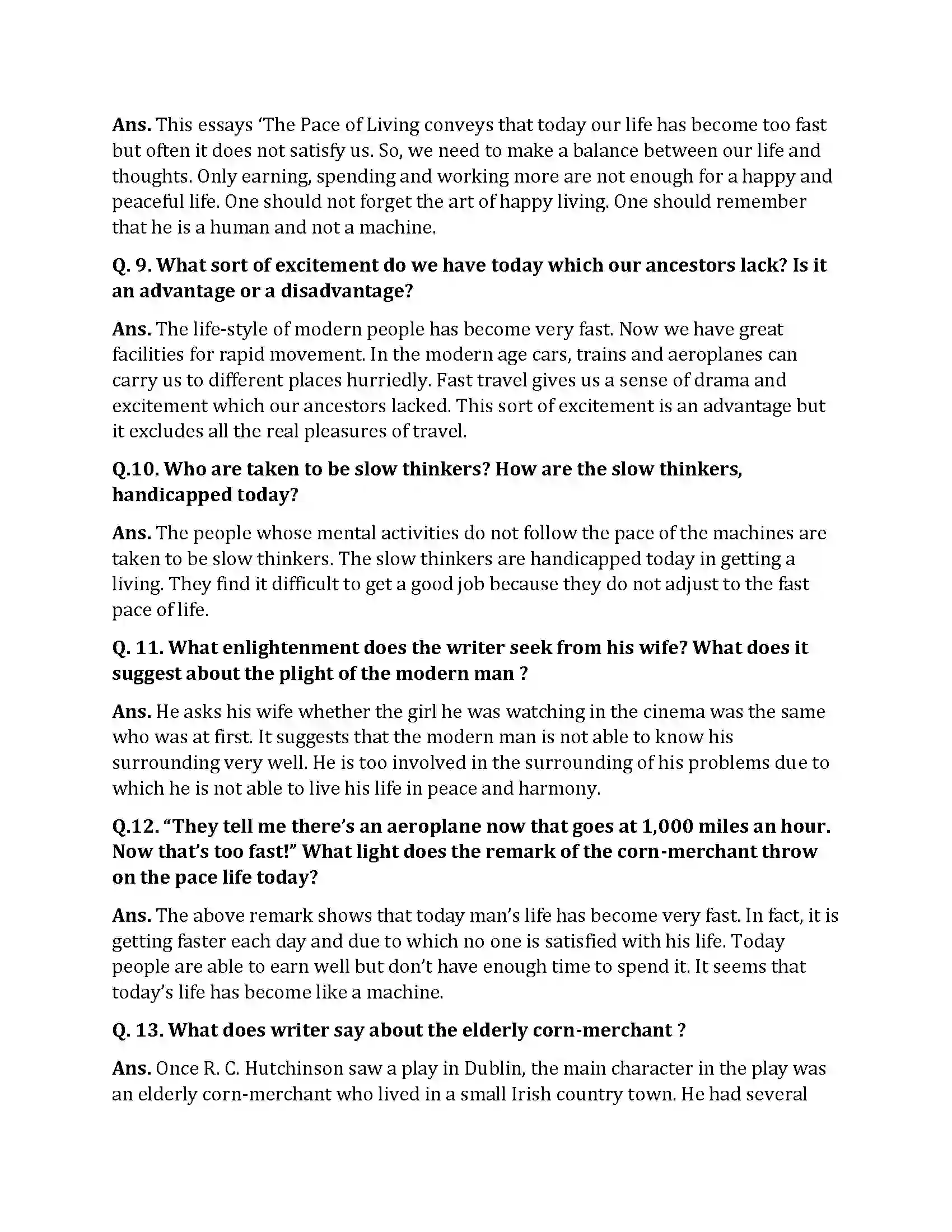 Bihar Board Class 10th The Pace For Living The Pace For Living  Subjective Objective Question 2