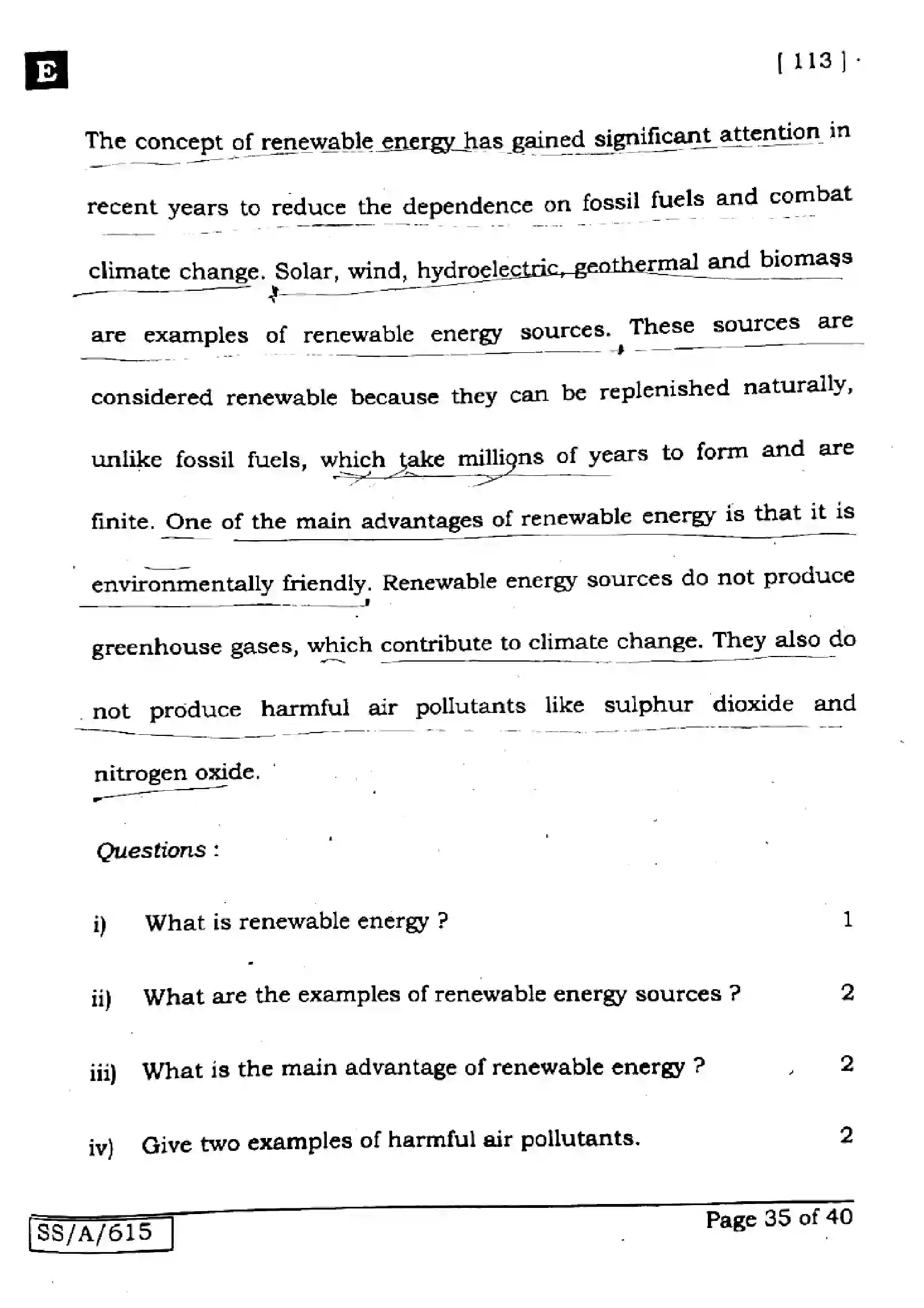 Bihar Board Class 10th 2025 English  113  SetE  2025 Previous Year Paper 35