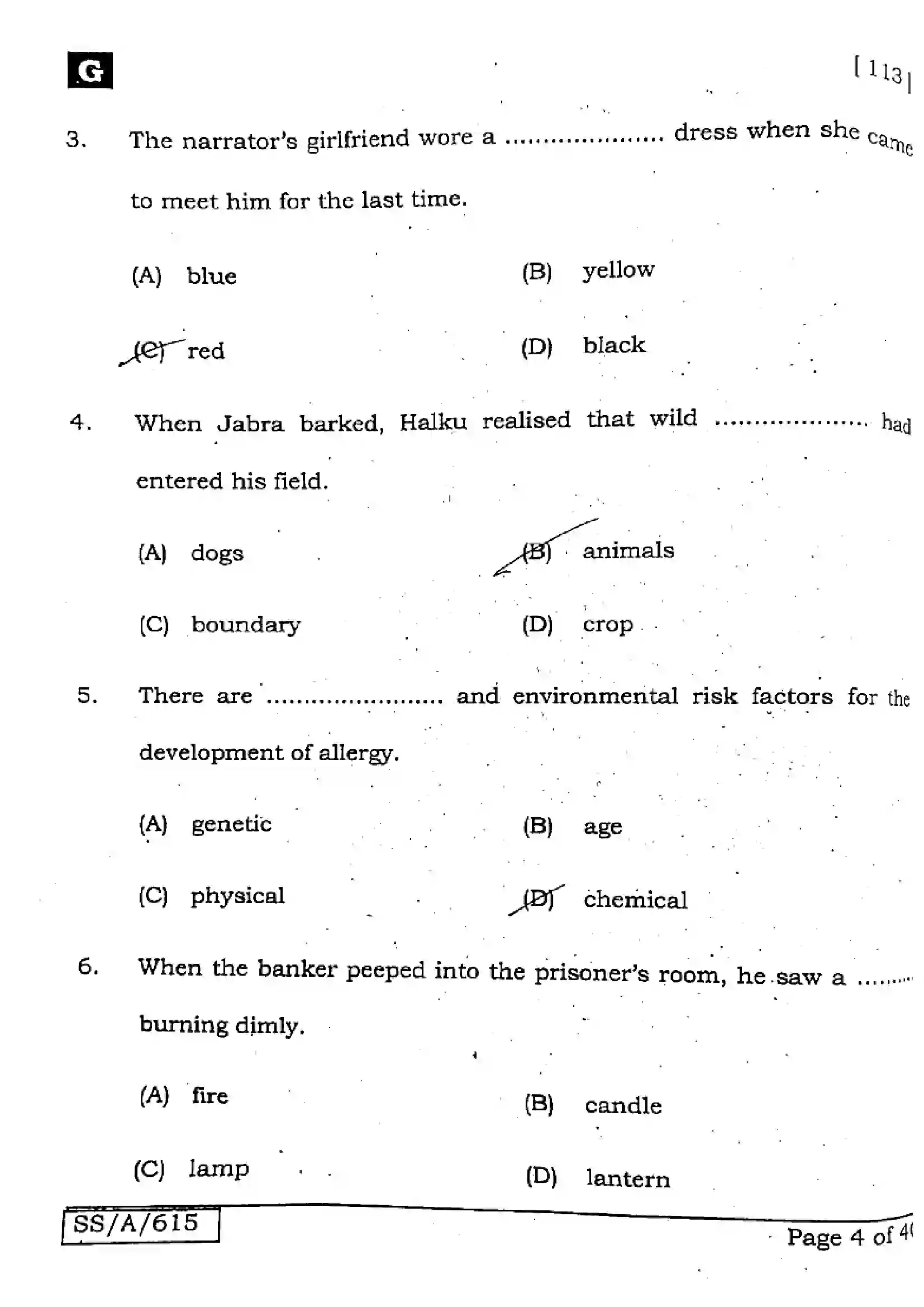 Bihar Board Class 10th 2025 English  113  SetG  2025 Previous Year Paper 3