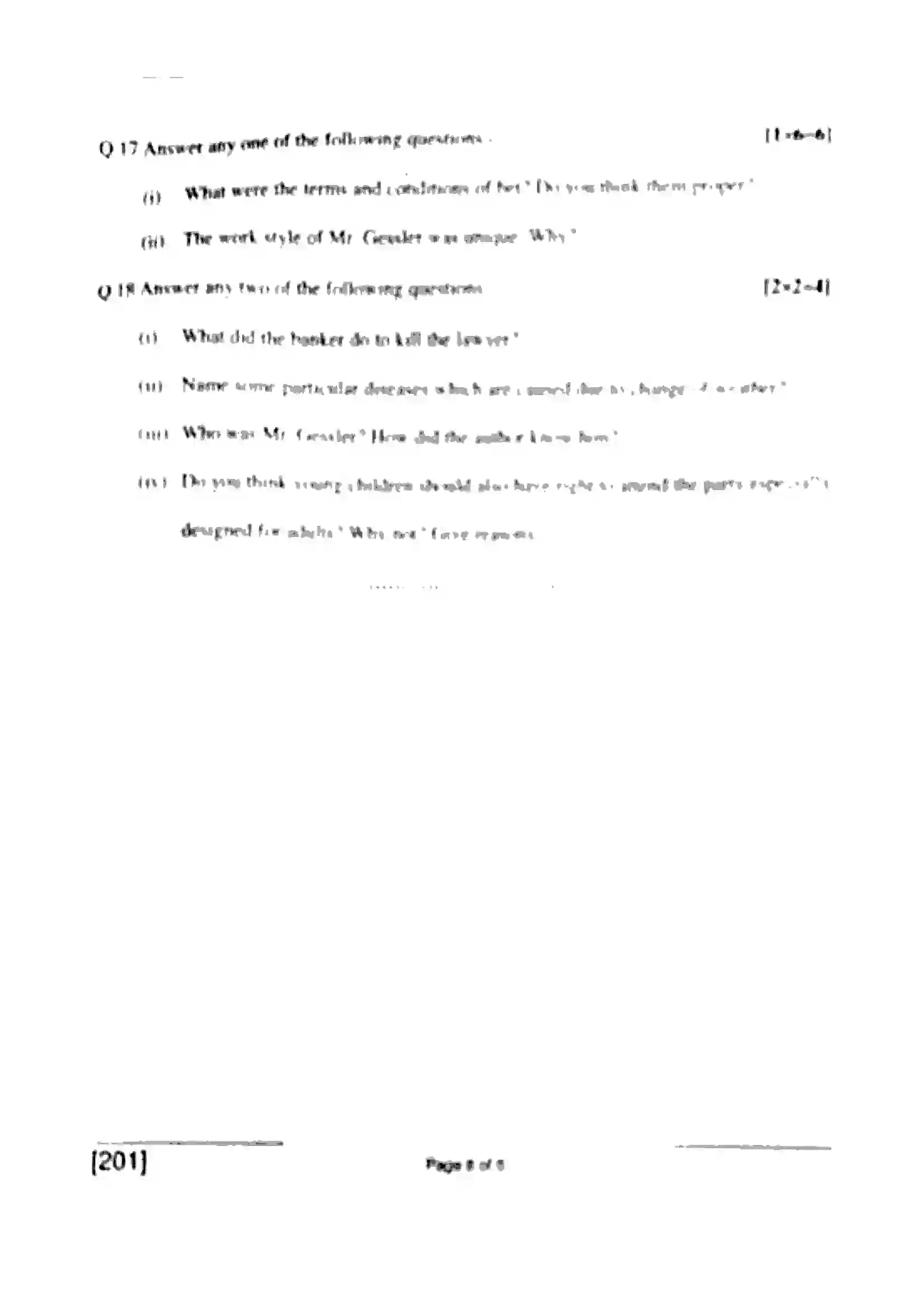 Bihar Board Class 10th 2017 English  201  2017 Previous Year Paper 8