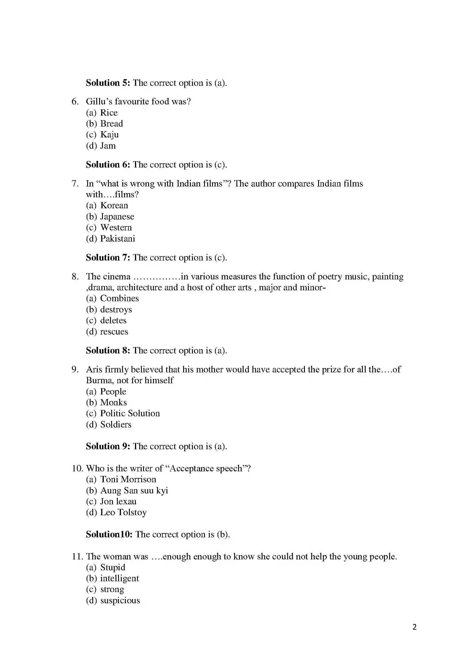 Bihar Board Class 10th 2018 English  2018 Previous Year Paper 2