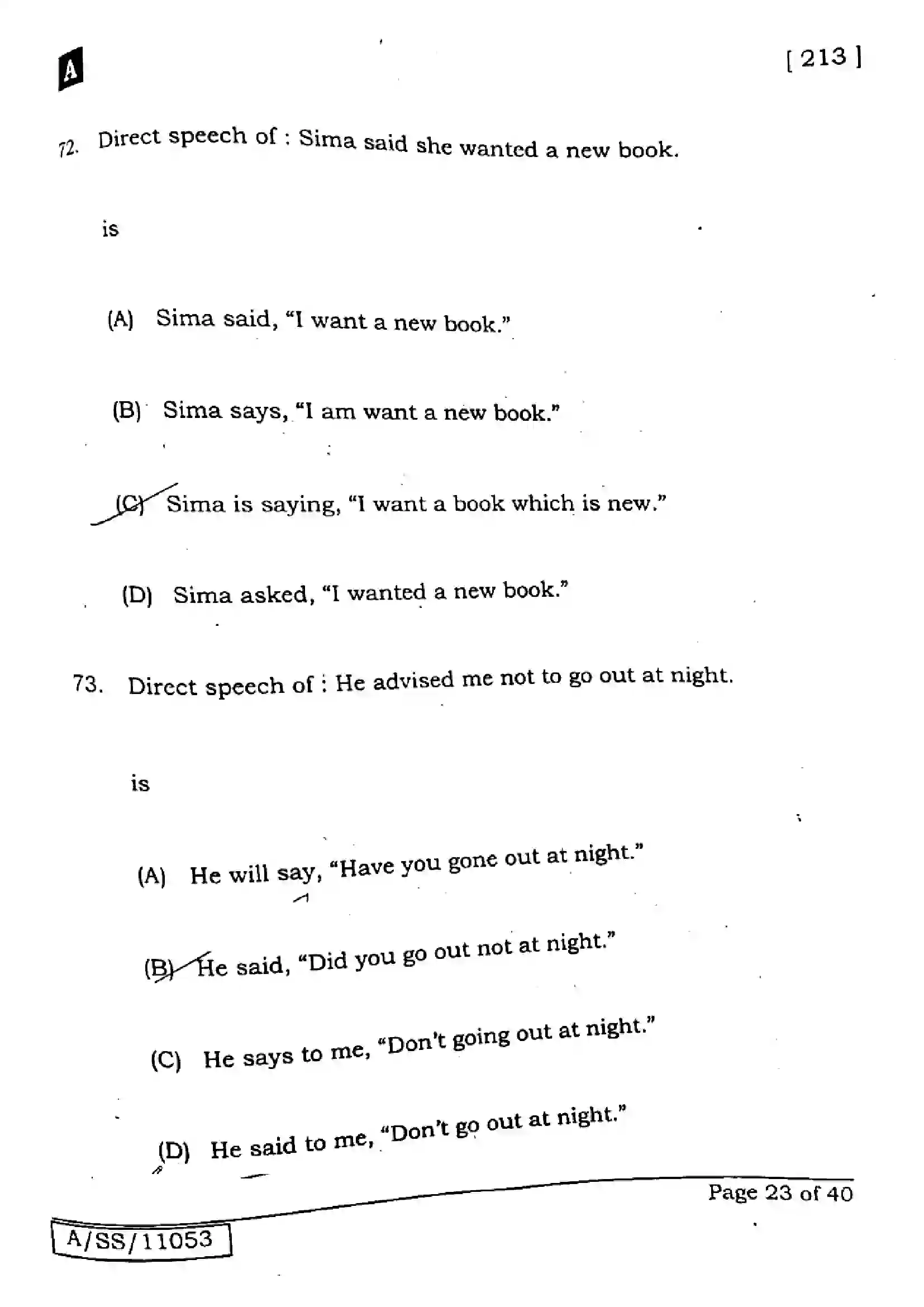 Bihar Board Class 10th 2025 English  213  SetA  2025 Previous Year Paper 22