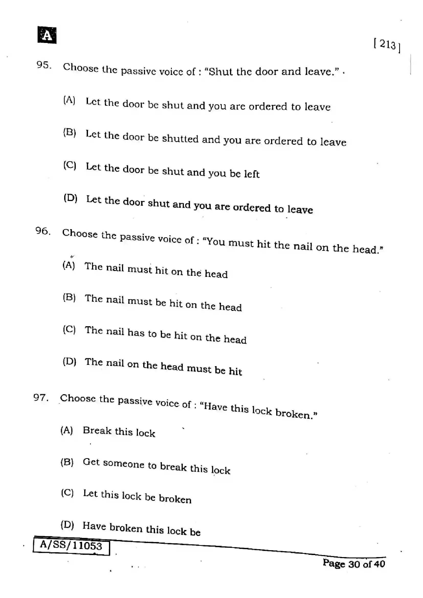Bihar Board Class 10th 2025 English  213  SetA  2025 Previous Year Paper 29