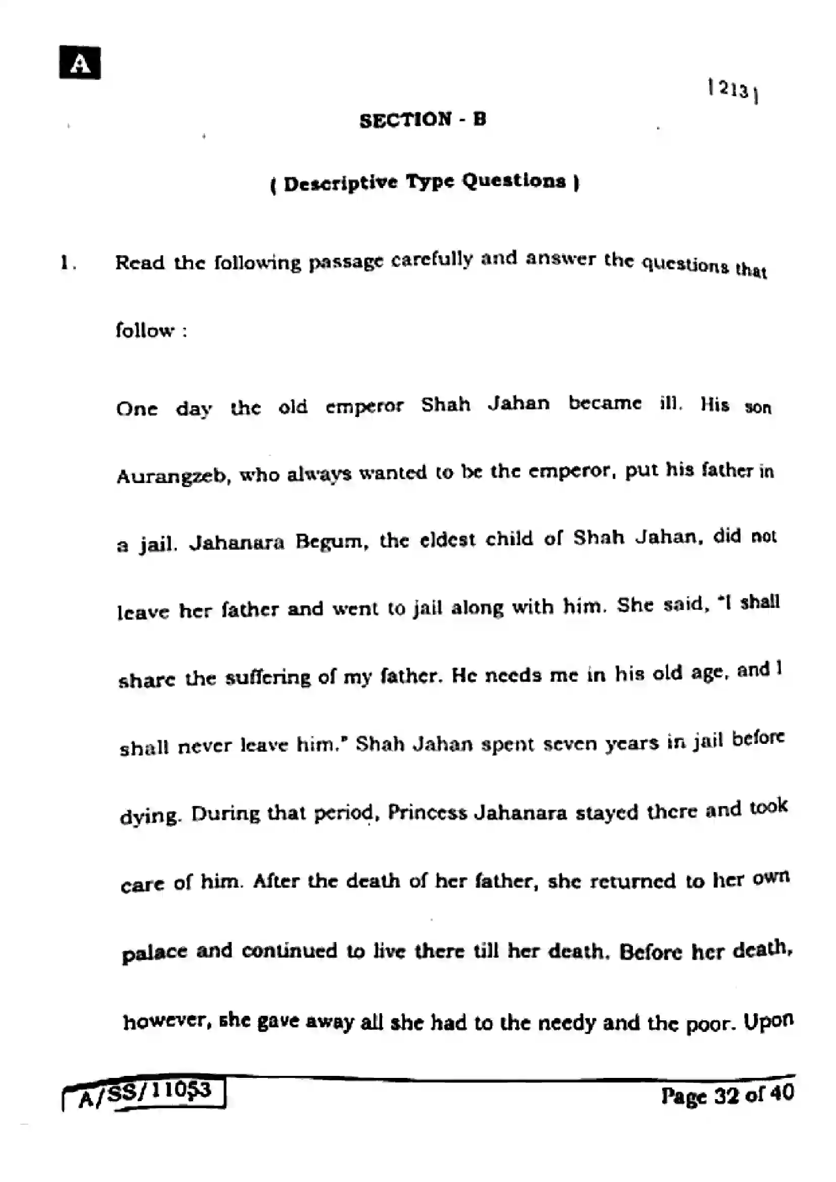 Bihar Board Class 10th 2025 English  213  SetA  2025 Previous Year Paper 31