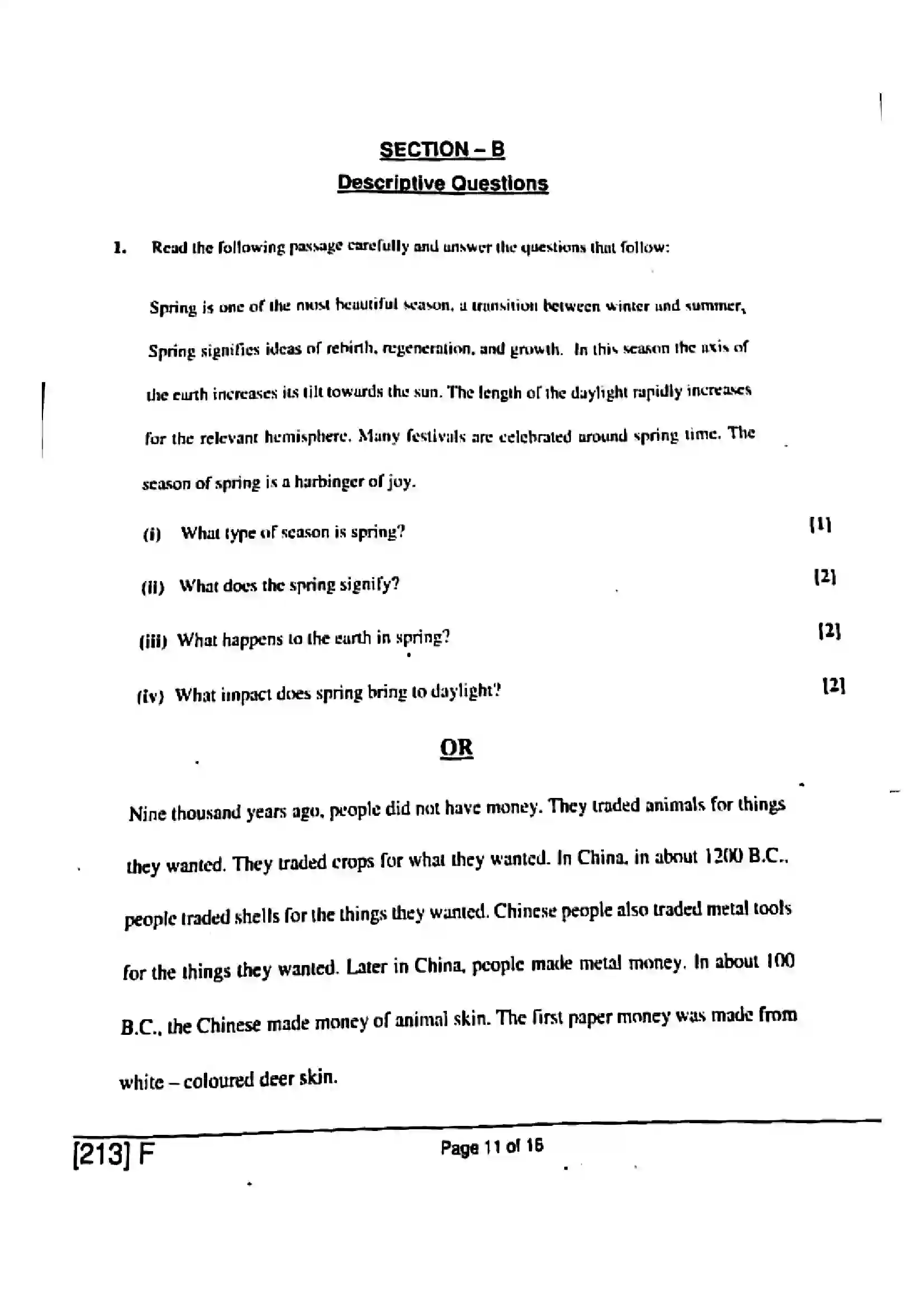 Bihar Board Class 10th 2019 English  213F  2019 Previous Year Paper 11