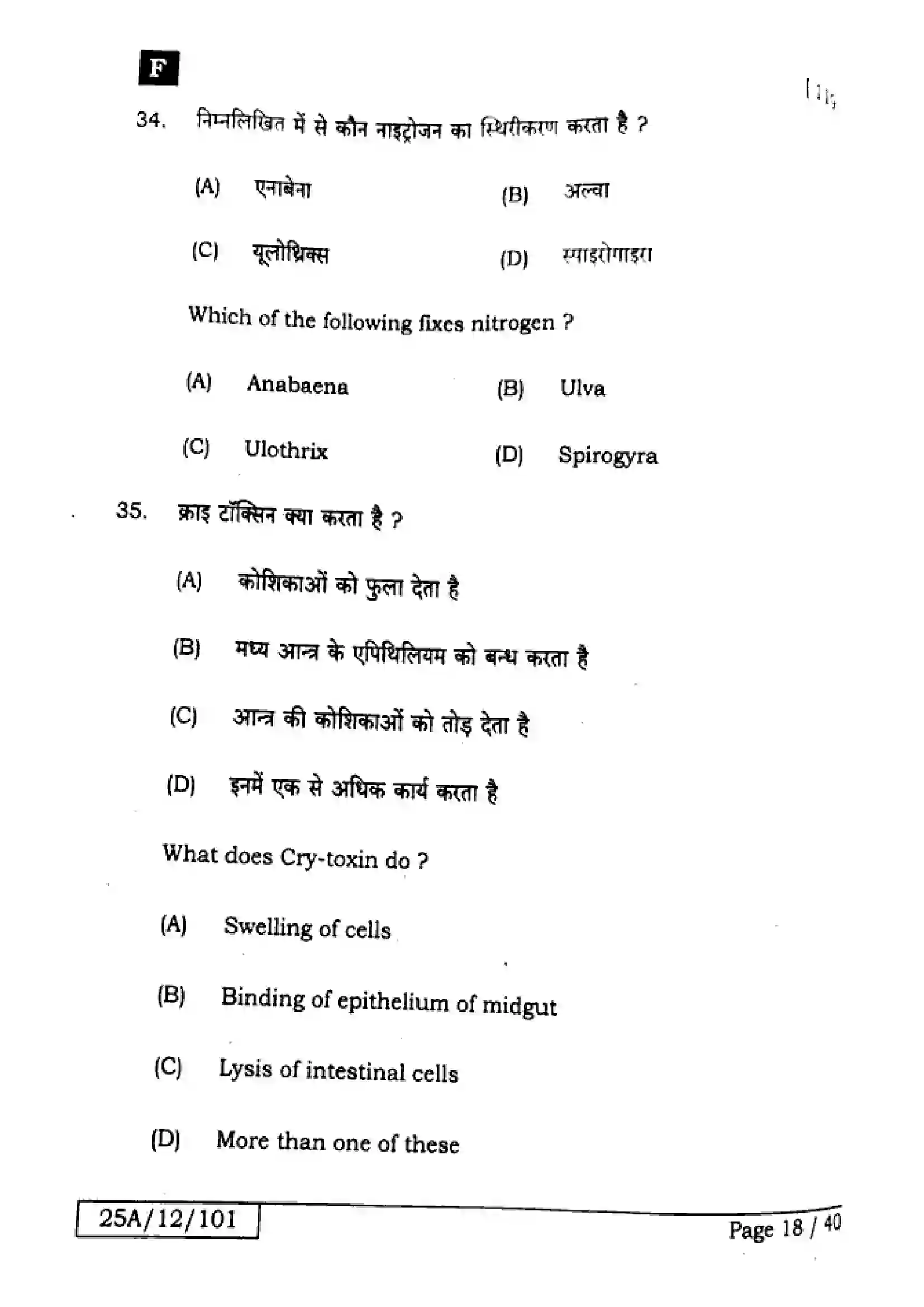Bihar Board Class 12th 2025 Biology  119  SetF Previous Year Paper 17