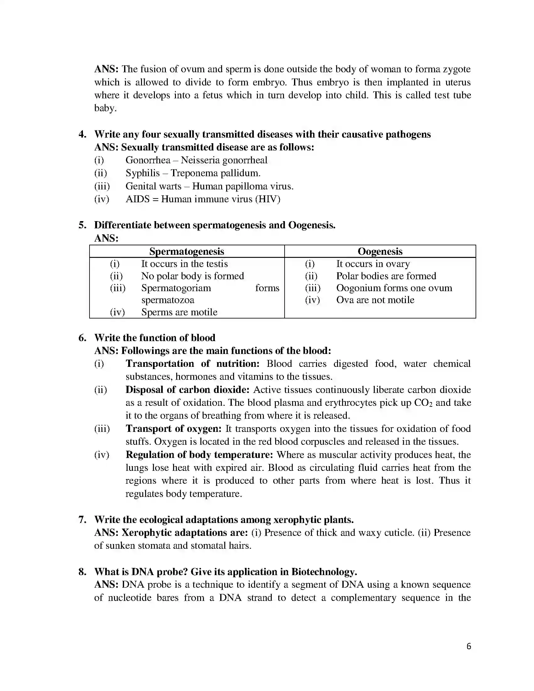 Bihar Board Class 12th 2017 Biology  2017 Previous Year Paper 6