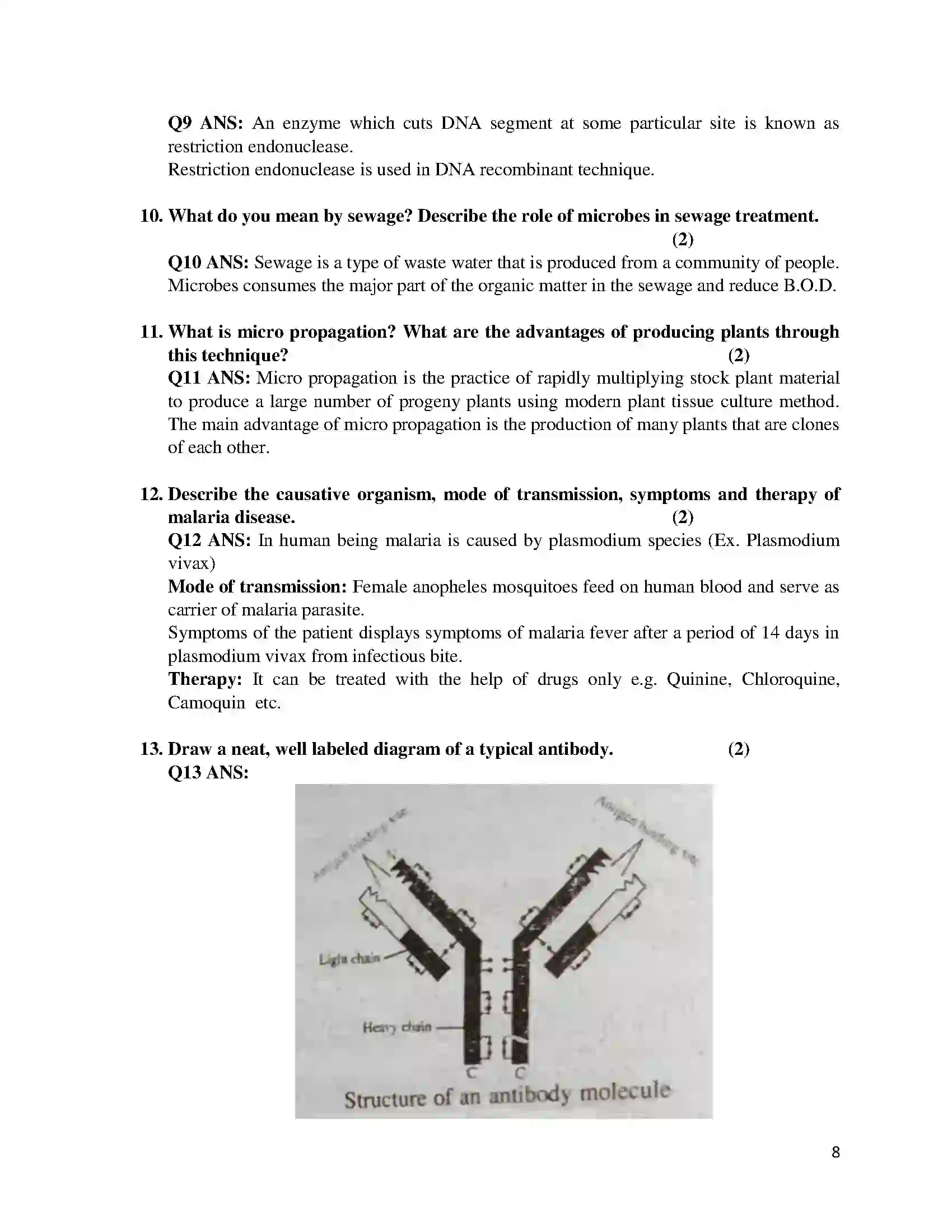 Bihar Board Class 12th 2018 Biology  2018 Previous Year Paper 8