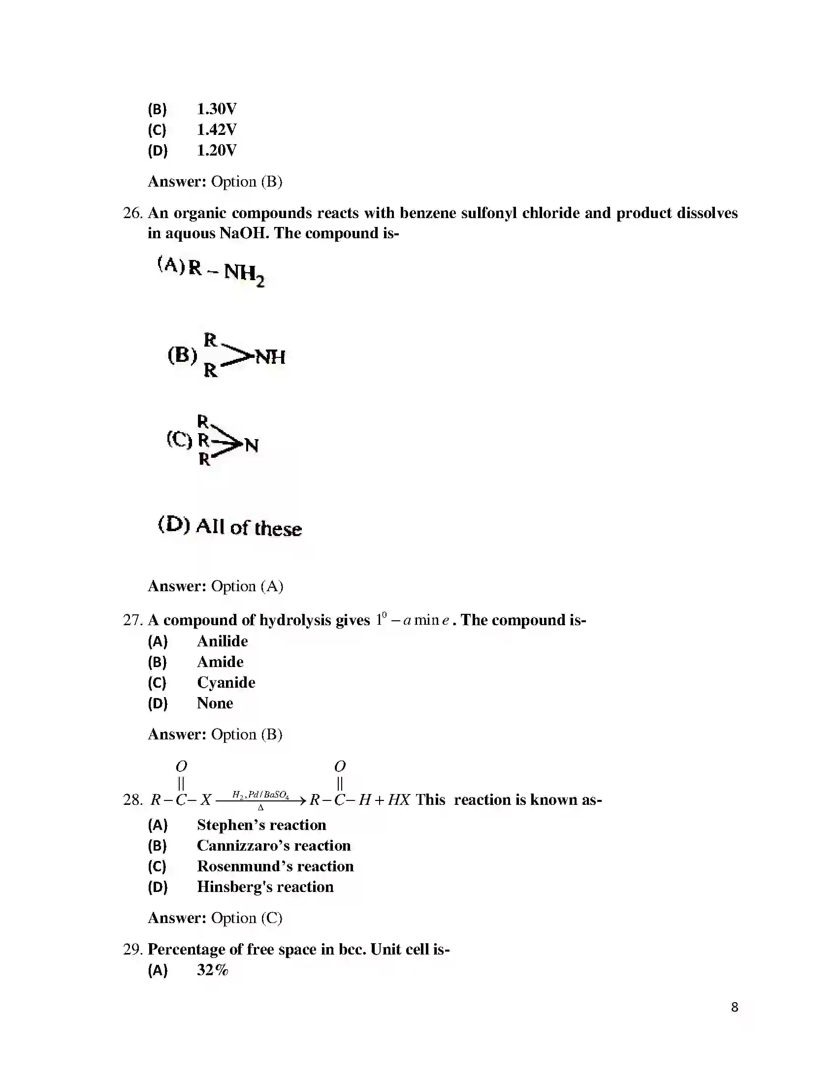 Bihar Board Class 12th 2018 Chemistry  2018 Previous Year Paper 8