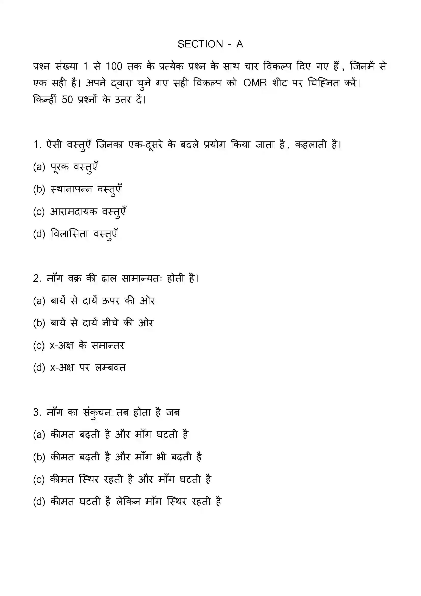 Bihar Board Class 12th 2023 Economics Previous Year Paper 2