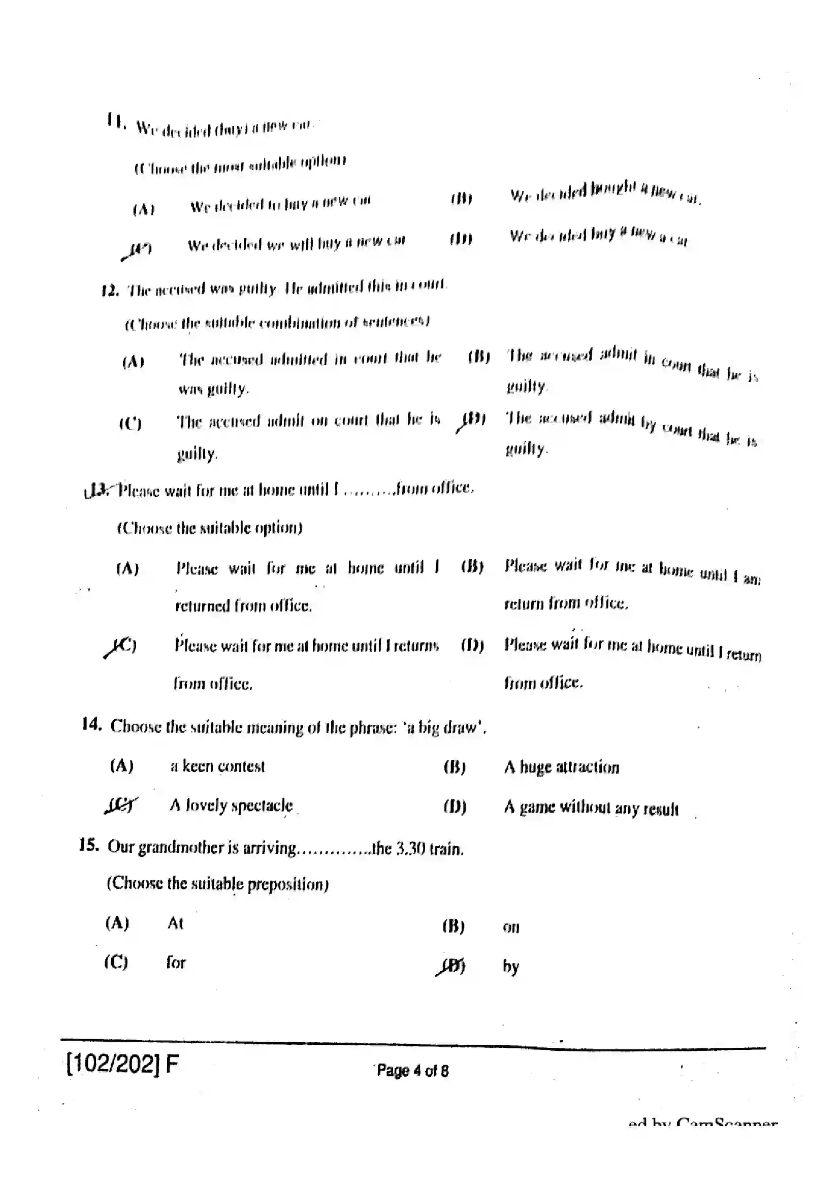 Bihar Board Class 12th 2019 English  102202F  2019 Previous Year Paper 4