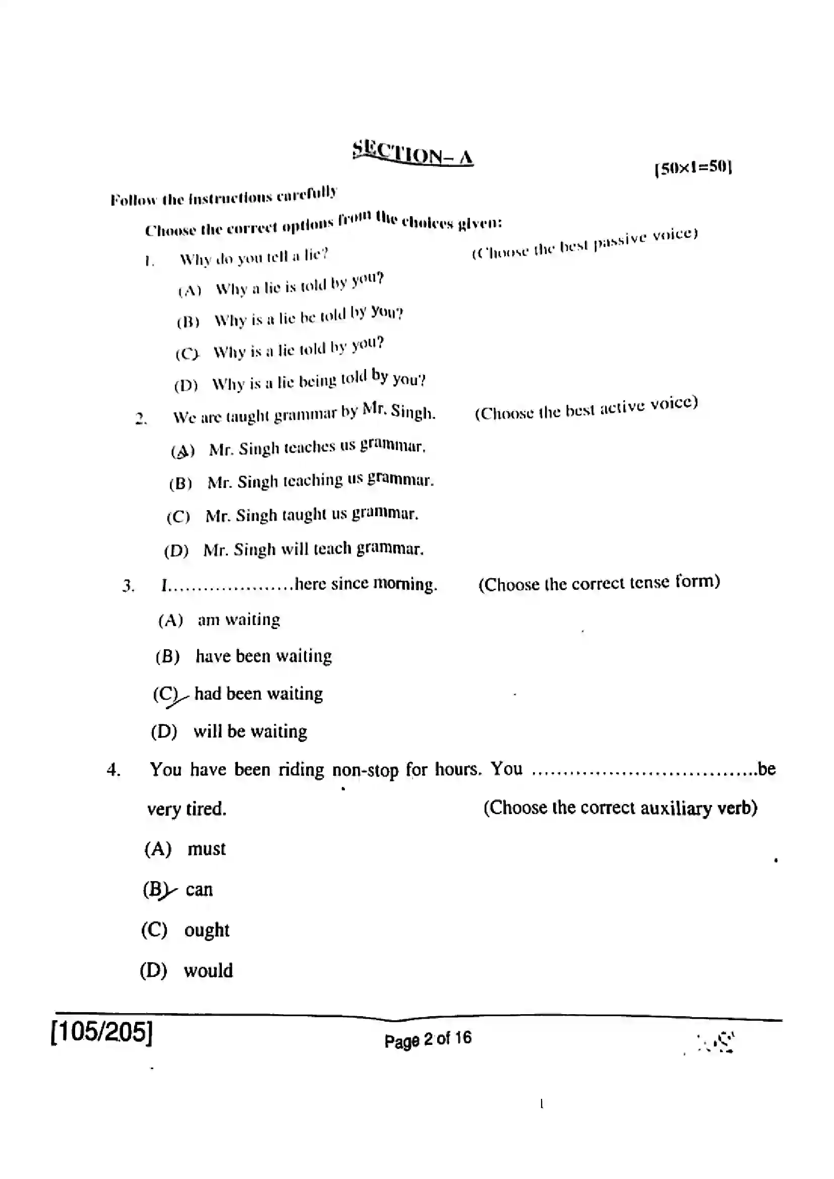 Bihar Board Class 12th 2018 English  105205  2018 Previous Year Paper 2