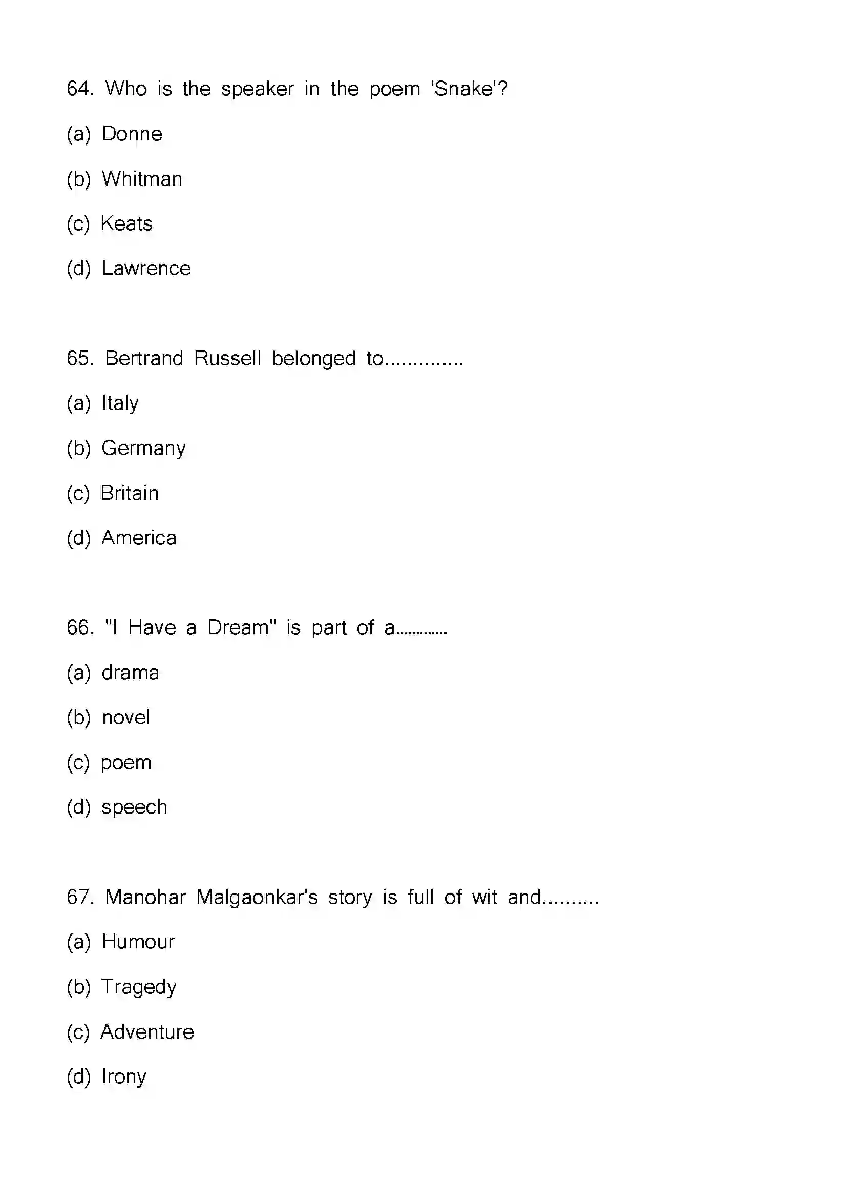 Bihar Board Class 12th 2023 English Previous Year Paper 18