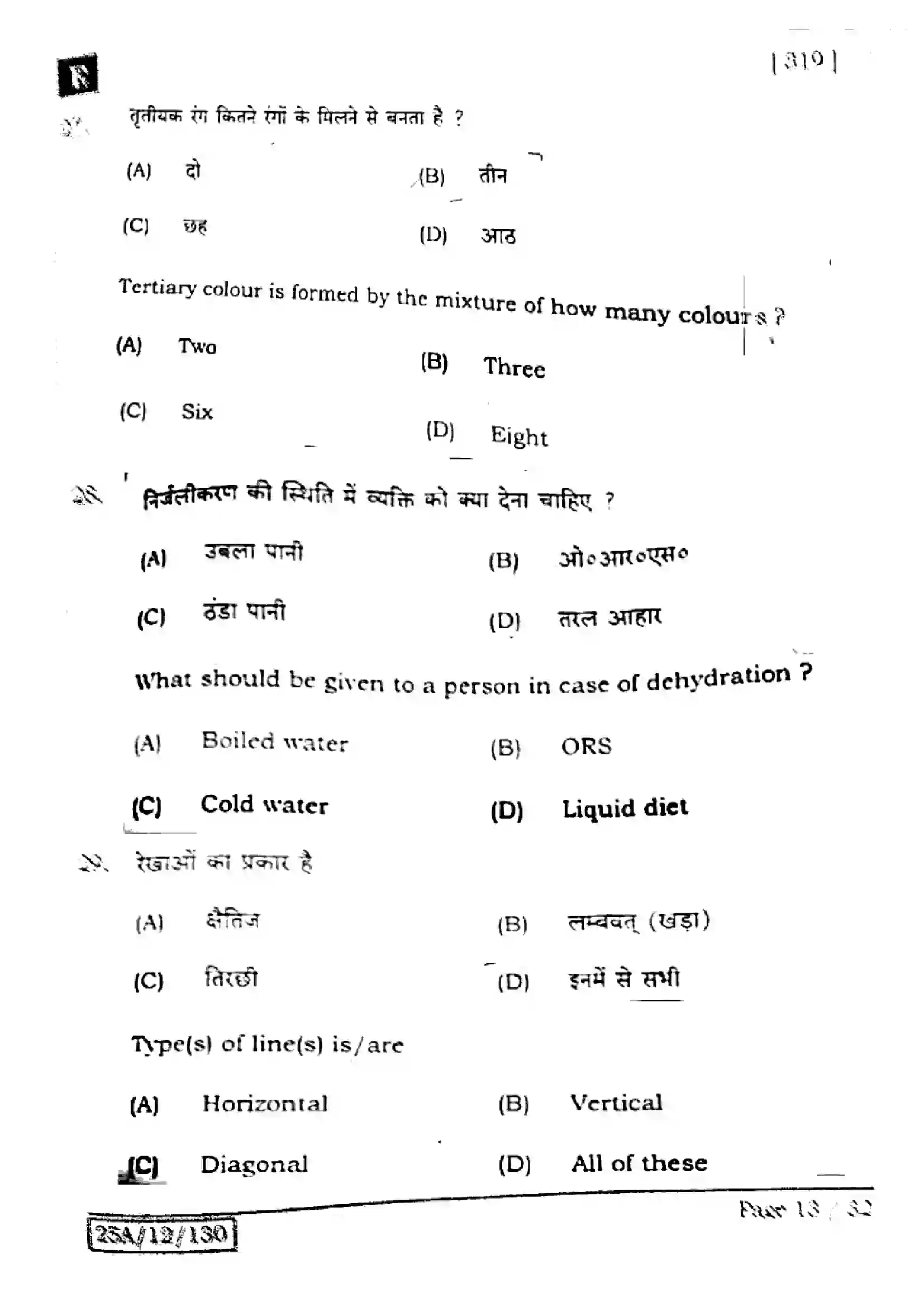 Bihar Board Class 12th 2025 Home Science  319  SetE Previous Year Paper 12
