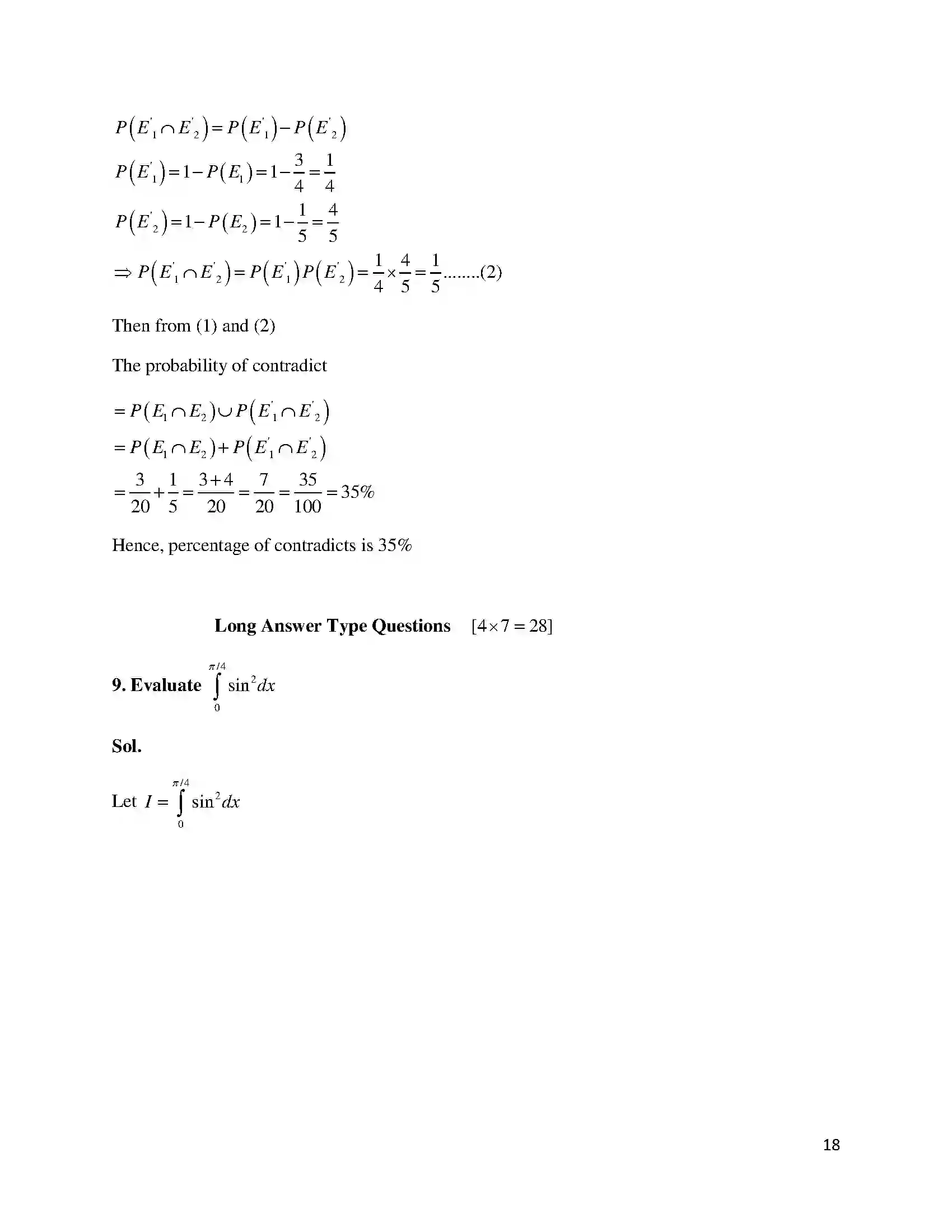 Bihar Board Class 12th 2015 Mathematics  2015 Previous Year Paper 18