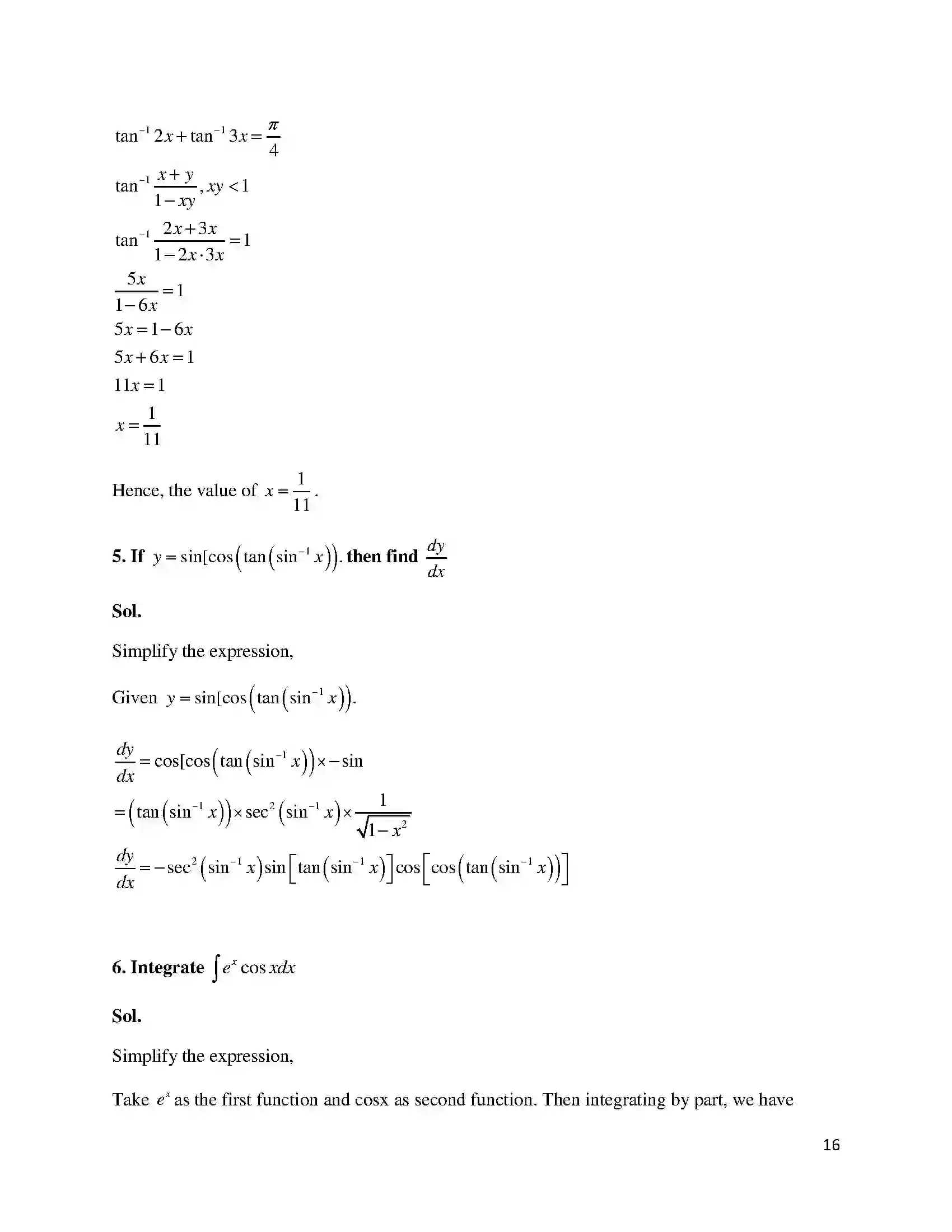 Bihar Board Class 12th 2016 Mathematics  2016 Previous Year Paper 16