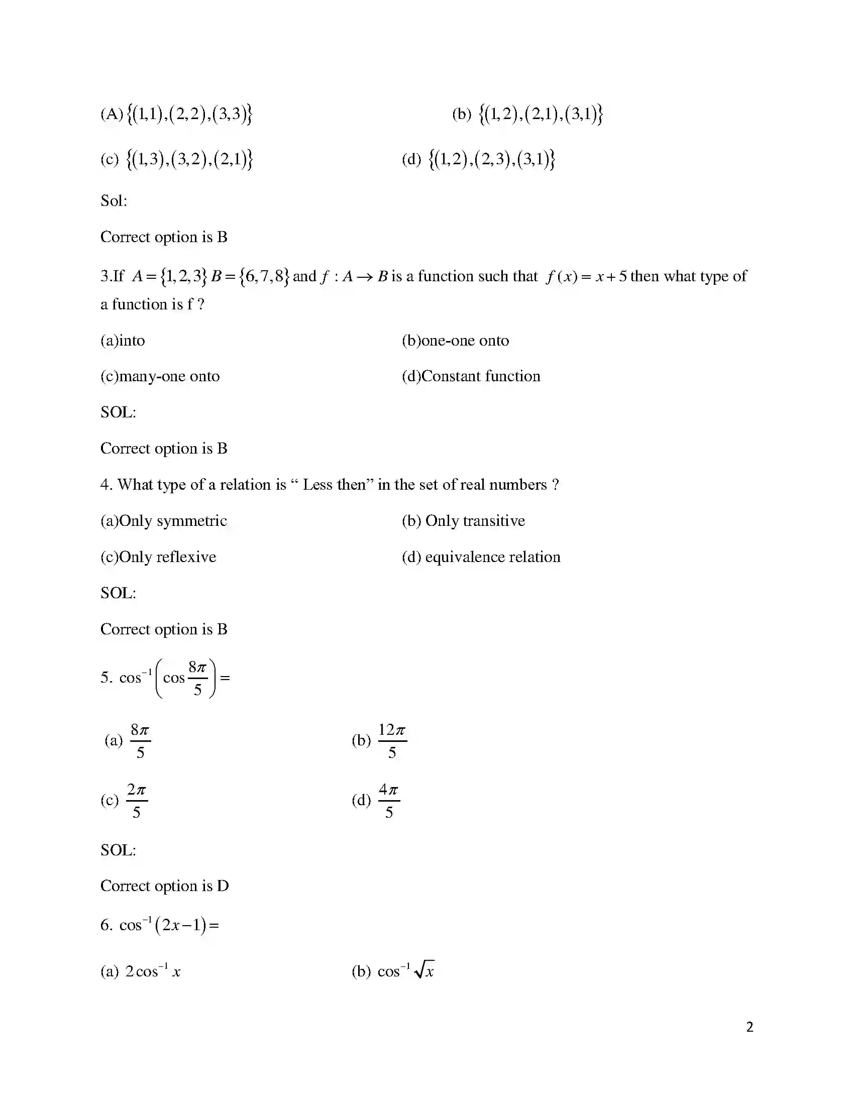 Bihar Board Class 12th 2018 Mathematics  2018 Previous Year Paper 2