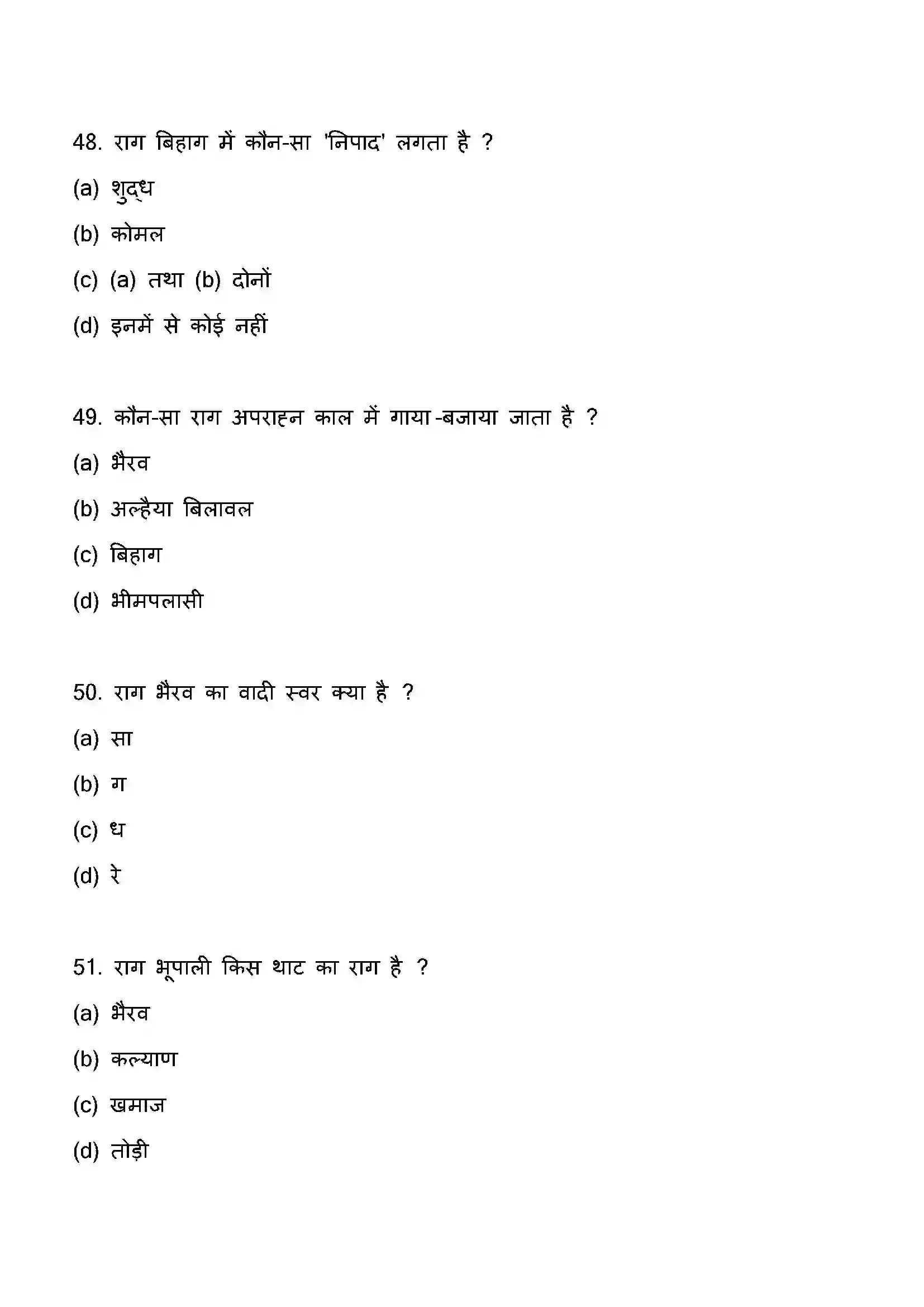 Bihar Board Class 12th 2023 Music Previous Year Paper 14