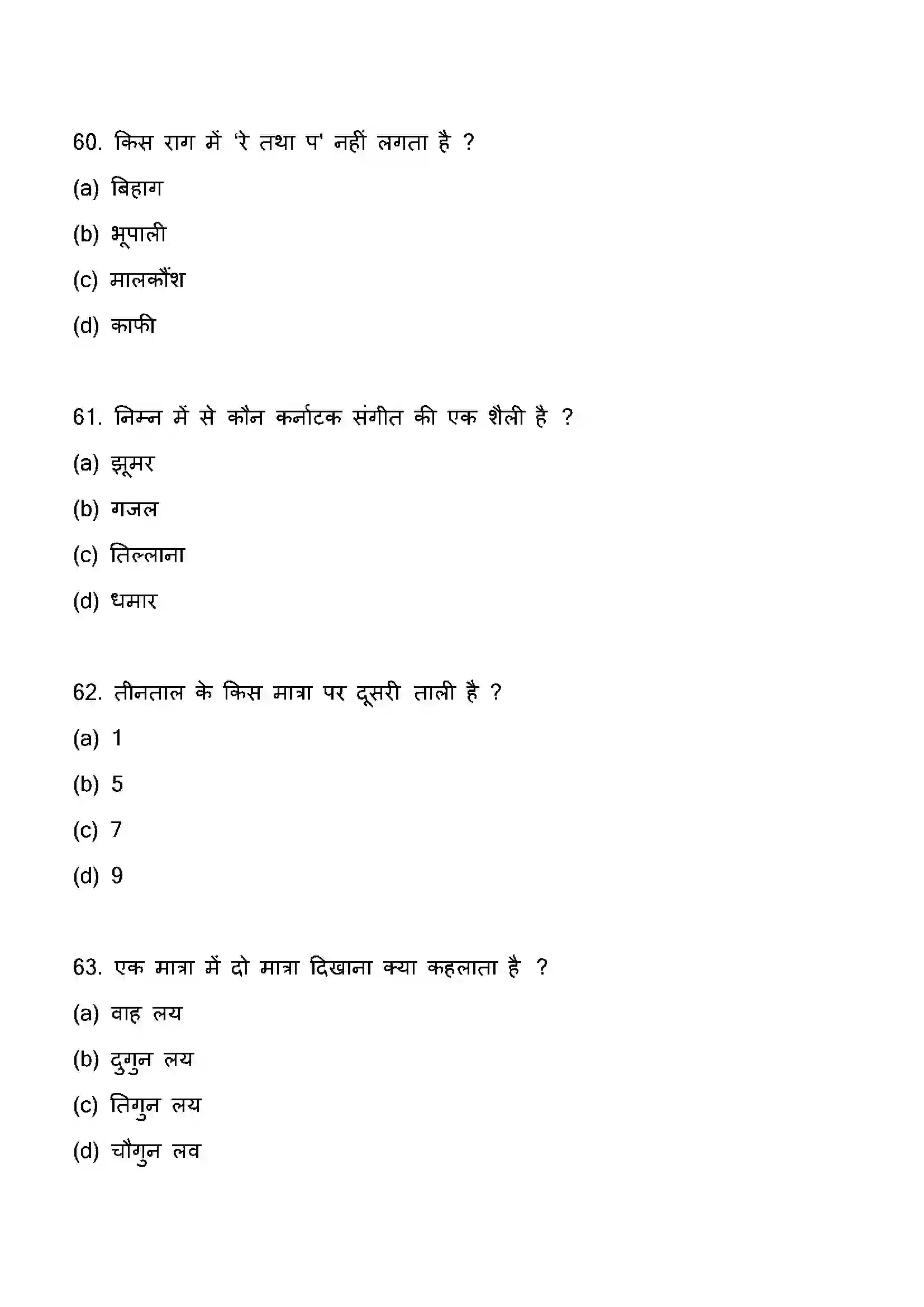 Bihar Board Class 12th 2023 Music Previous Year Paper 17