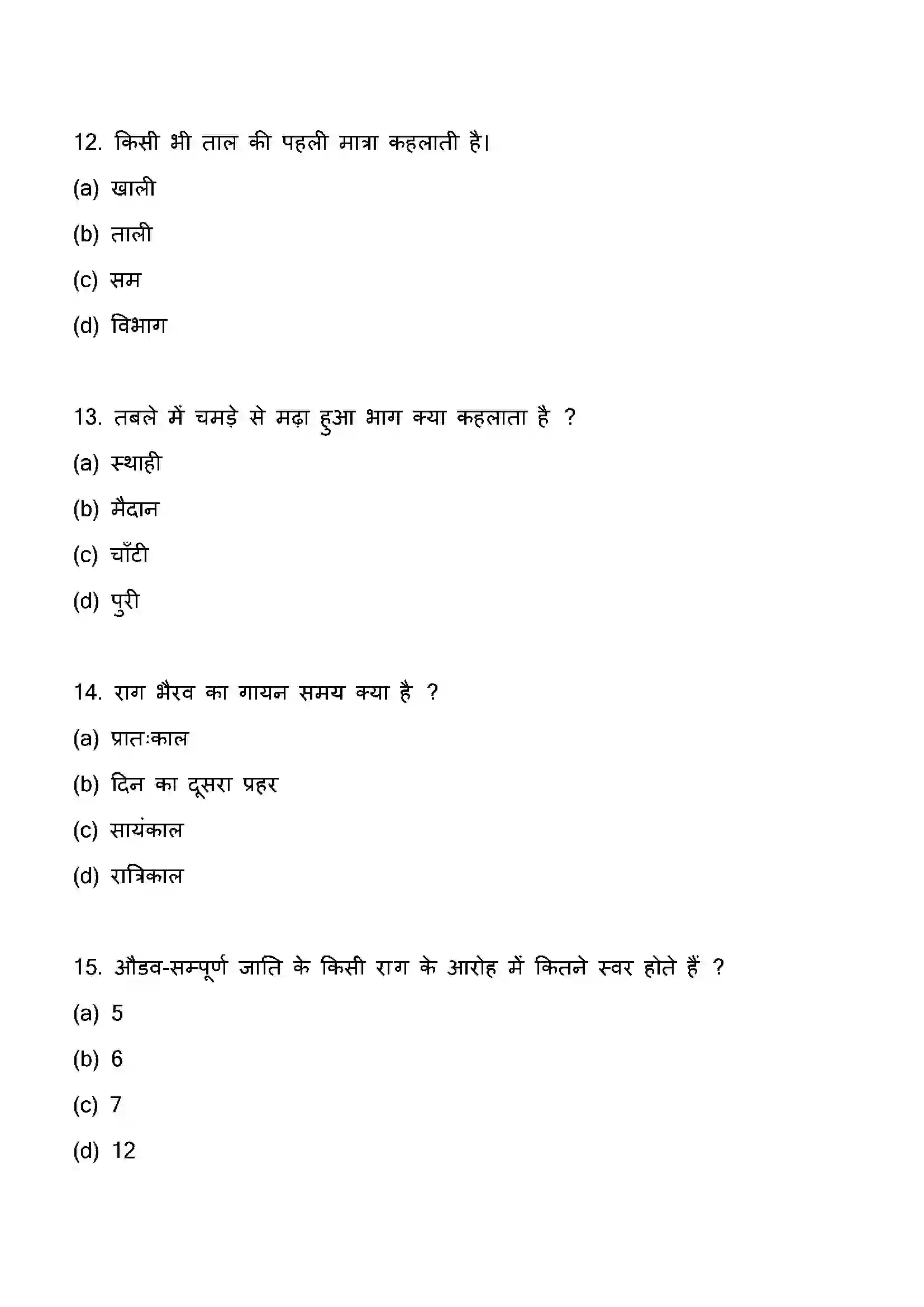 Bihar Board Class 12th 2023 Music Previous Year Paper 5