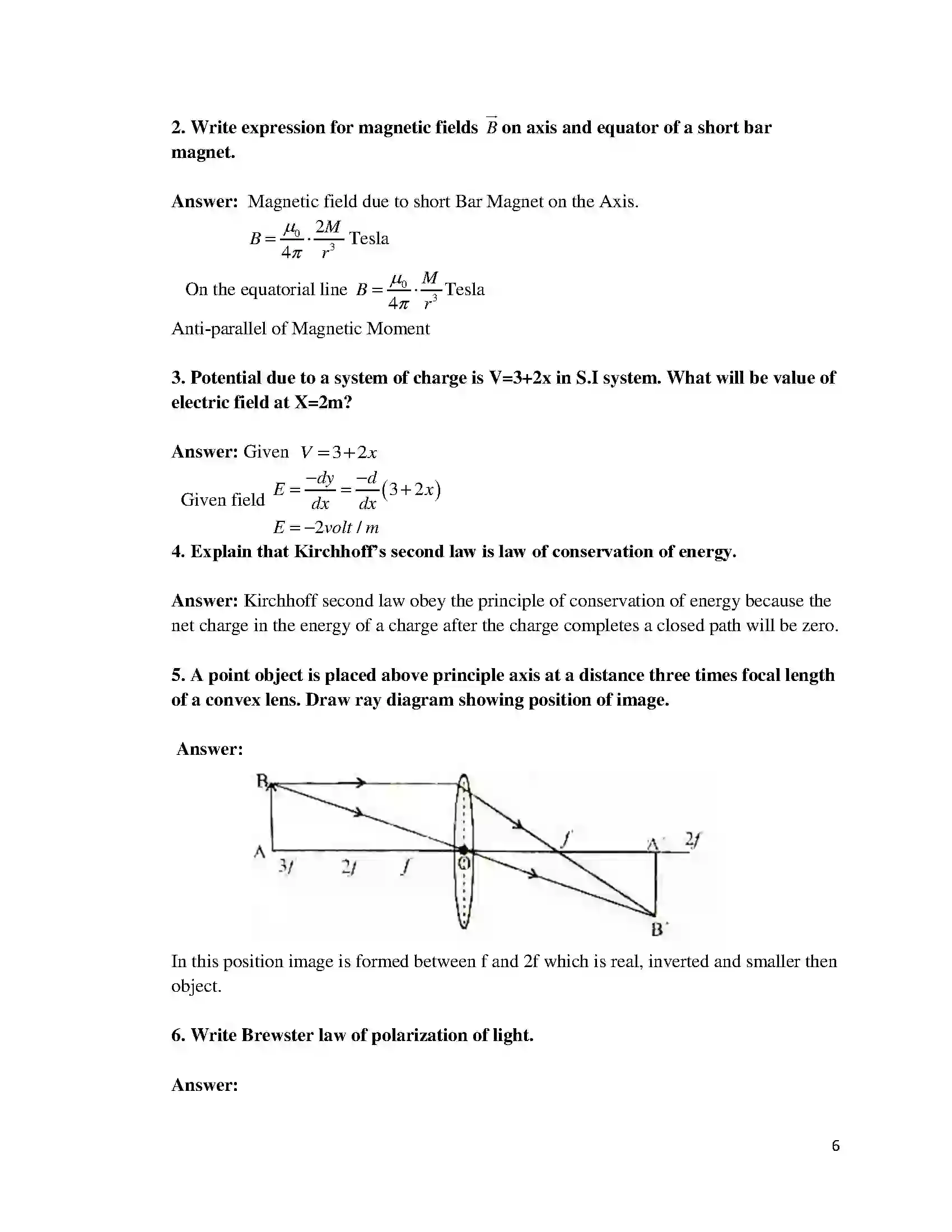 Bihar Board Class 12th 2016 Physics  2016 Previous Year Paper 6