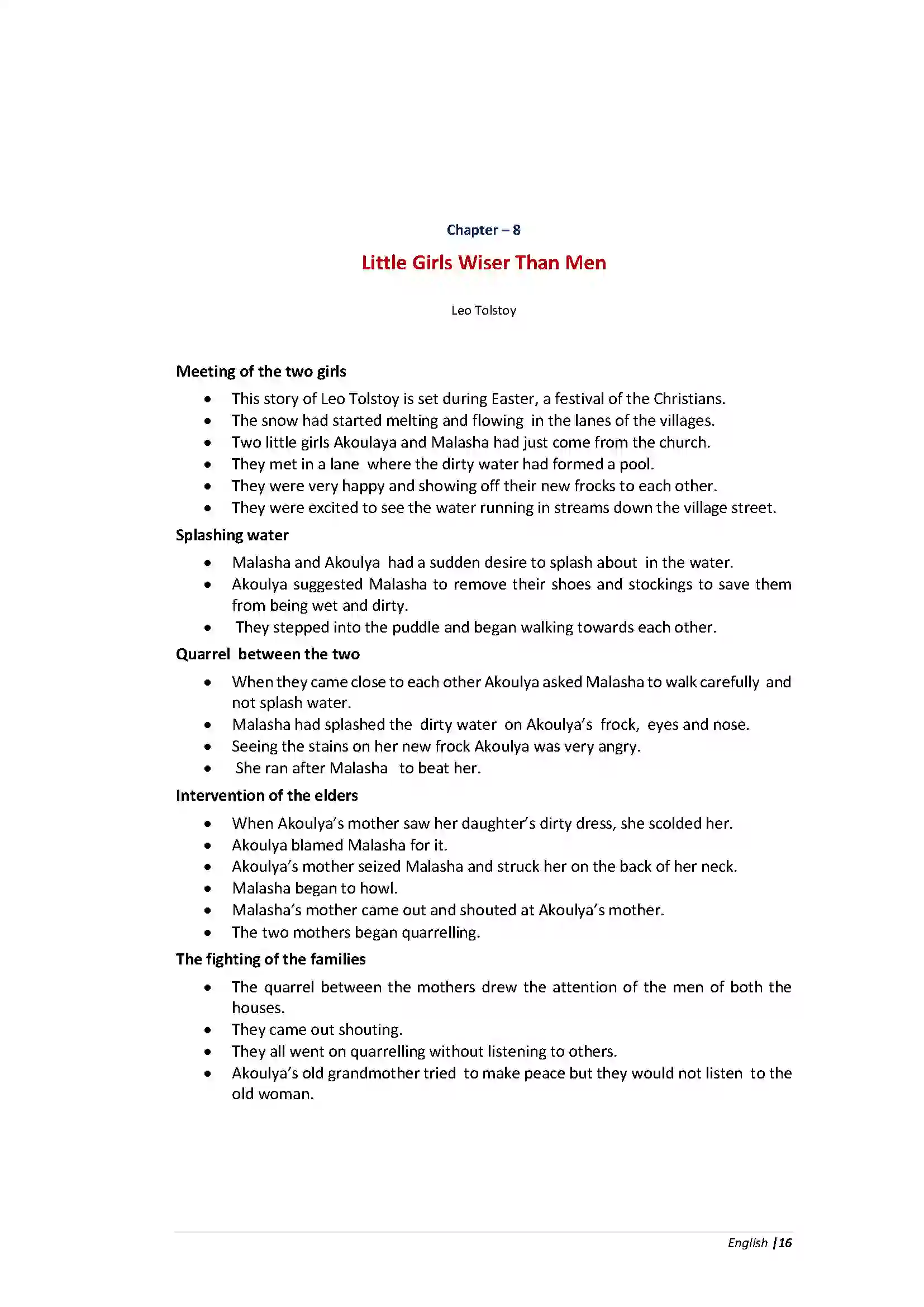 Bihar Board Class 10th English Little Girls Wiser Than Men  Chapter Revision Note 1