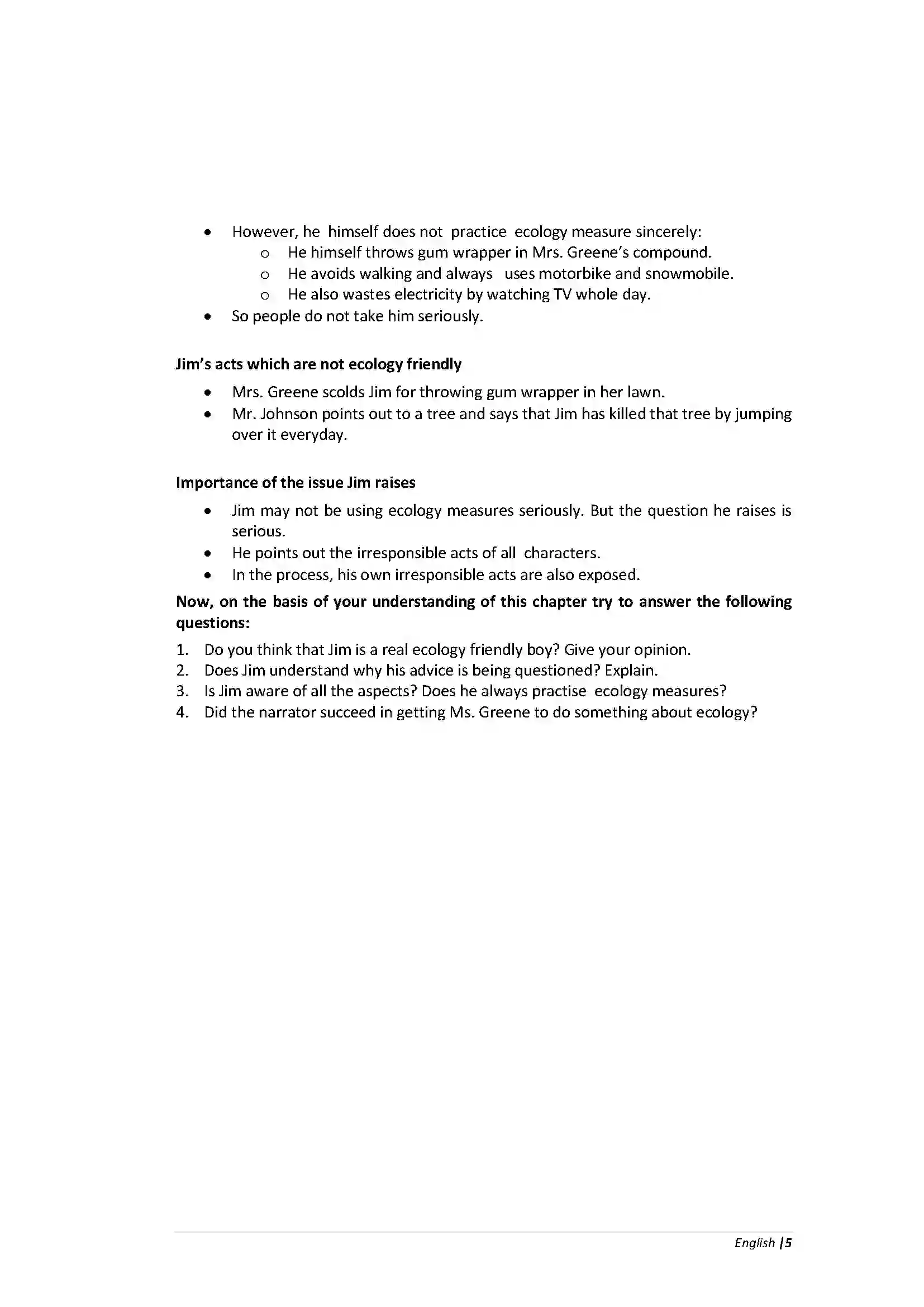 Bihar Board Class 10th English Me and the Ecology Bit  Chapter Revision Note 2