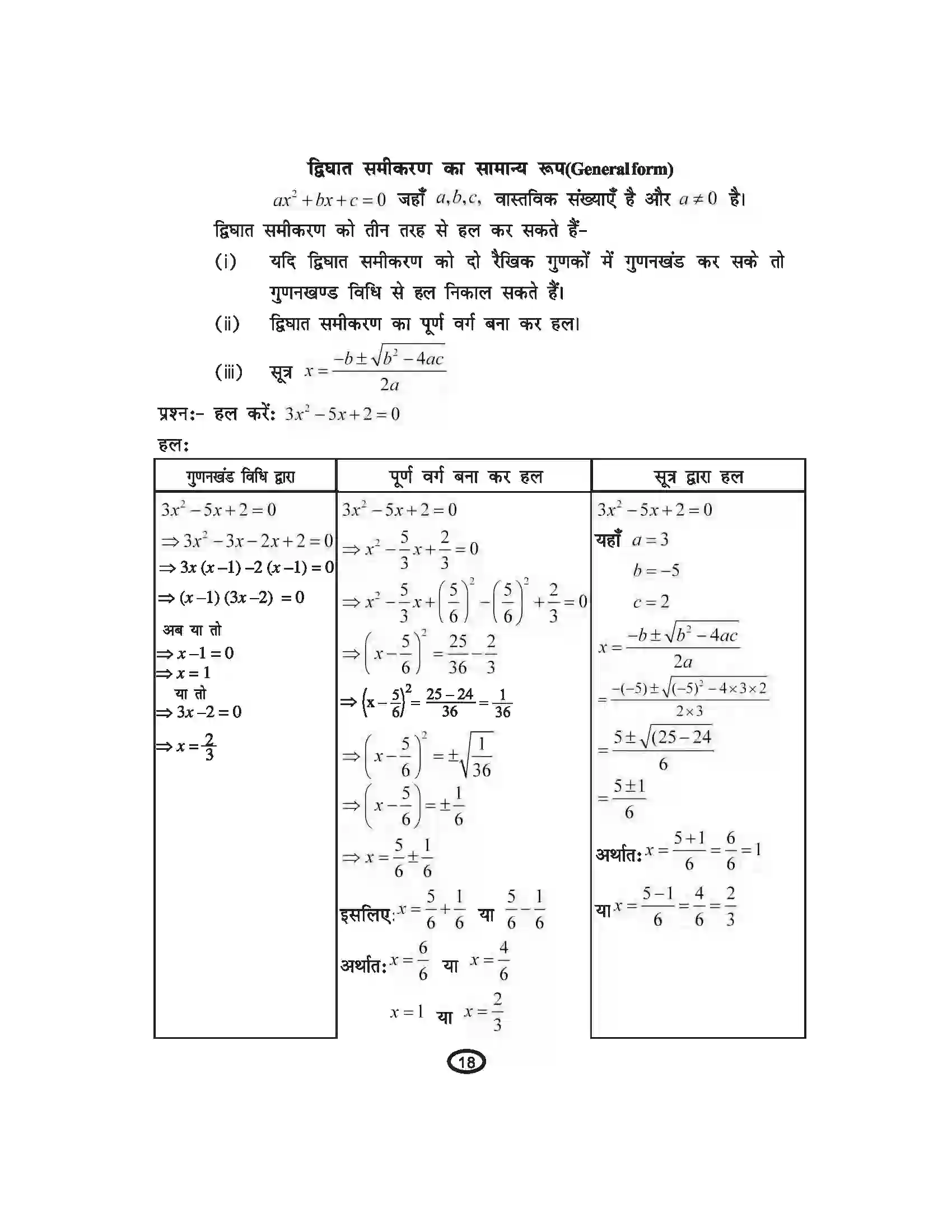 Bihar Board Class 10th Mathematics द्विघात समीकरण Revision Note 2