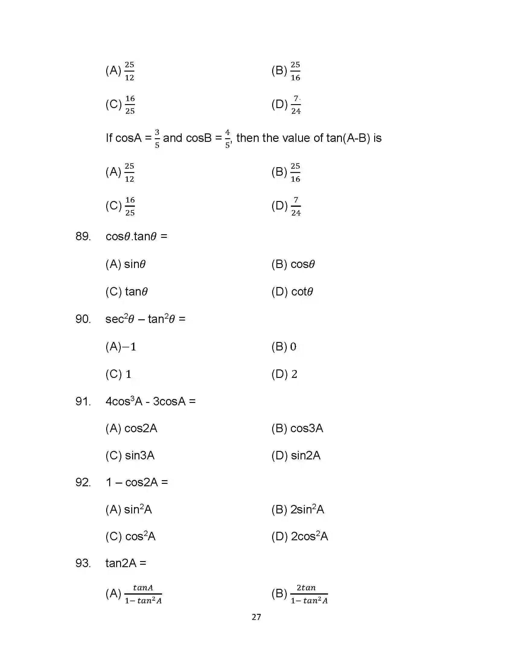 Bihar Board Class 10th 2022 Advanced Maths Sample Paper 27