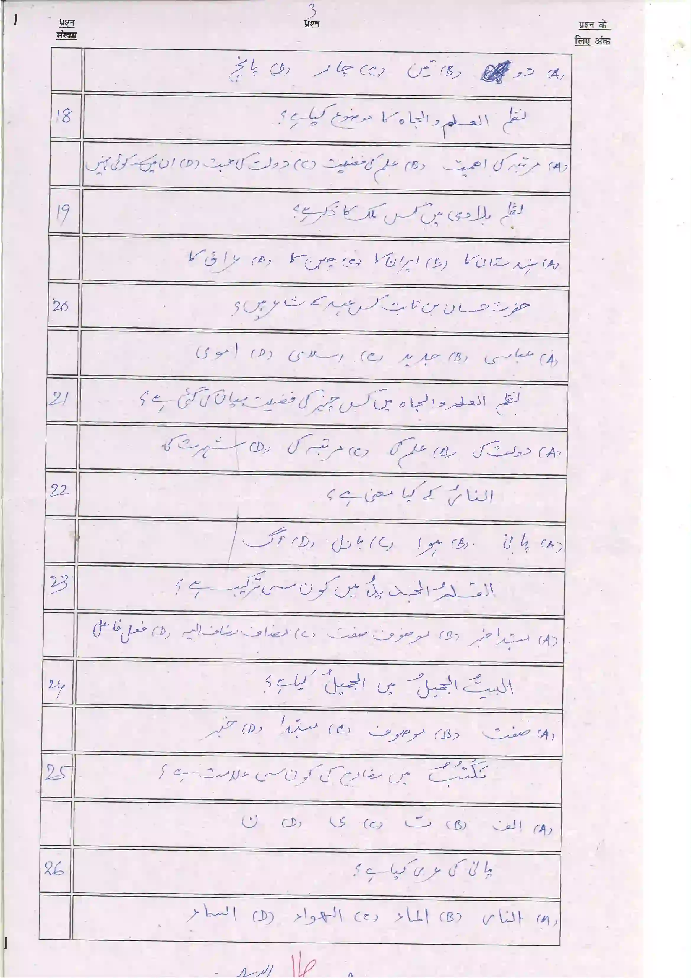 Bihar Board Class 10th 2024 Arabic (Opt) Sample Paper 5