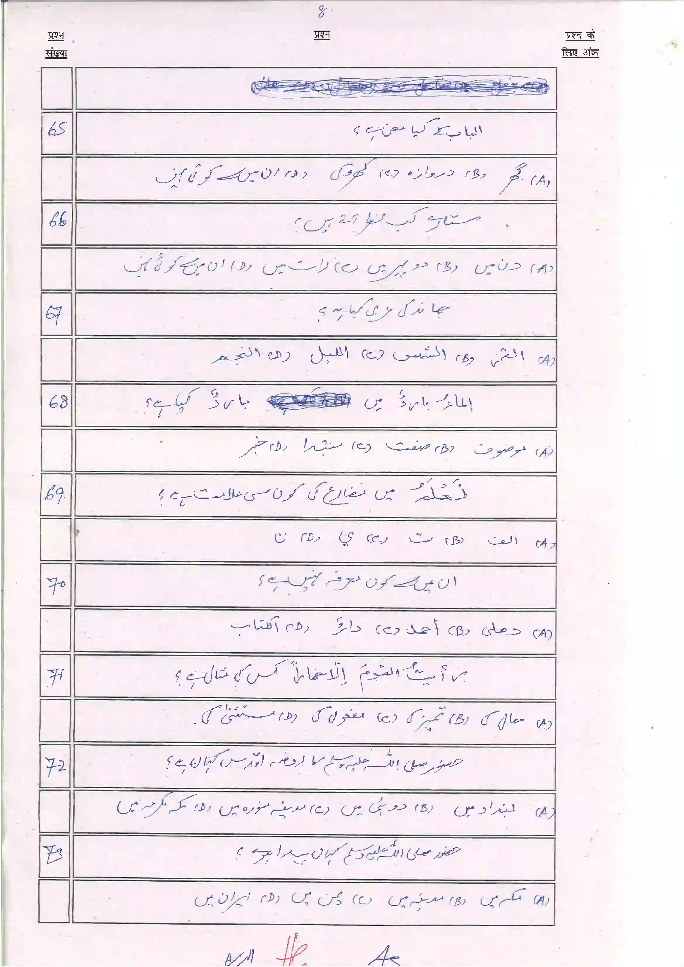 Bihar Board Class 10th 2024 Arabic Sample Paper 10