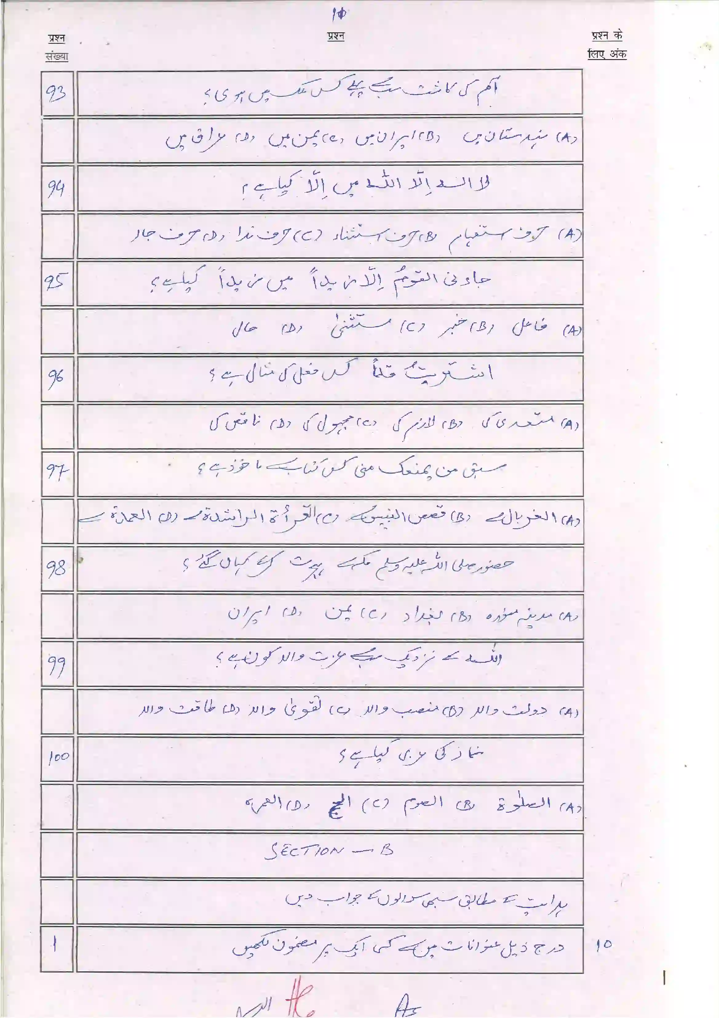 Bihar Board Class 10th 2024 Arabic Sample Paper 13