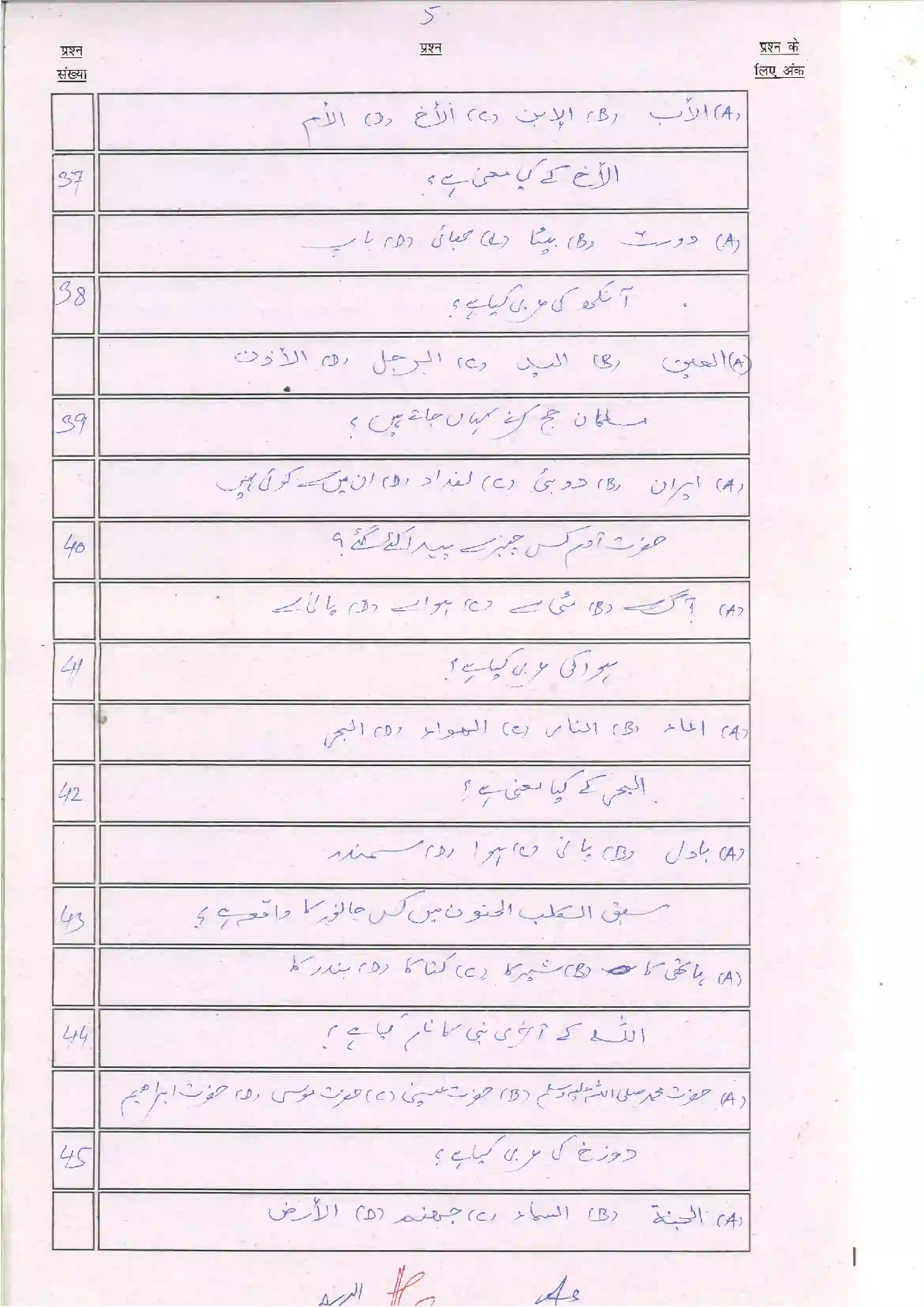 Bihar Board Class 10th 2024 Arabic Sample Paper 7