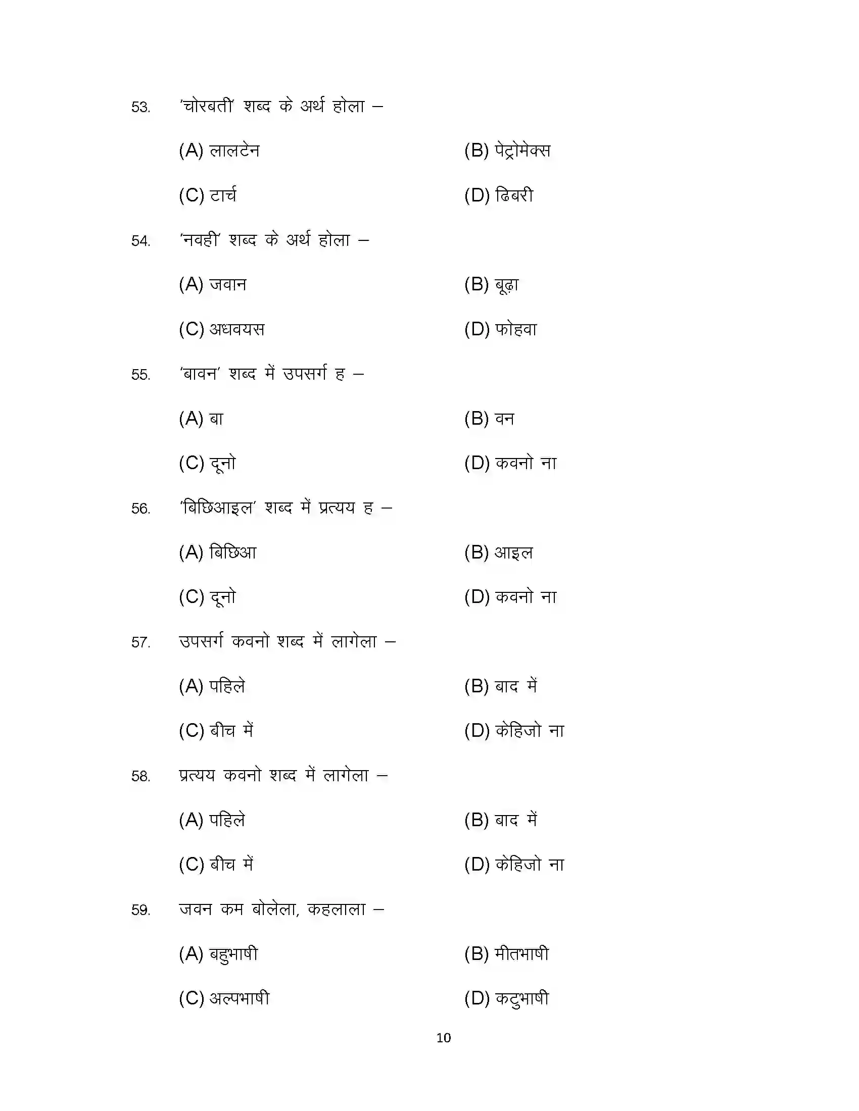 Bihar Board Class 10th 2023 Bhojpuri Sample Paper 10