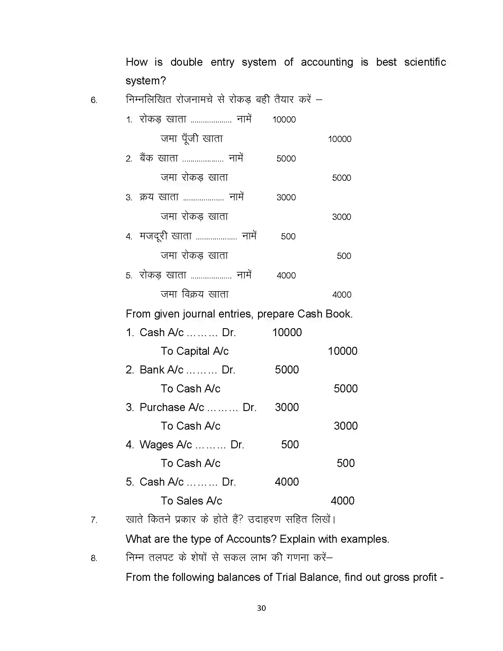 Bihar Board Class 10th 2020 Commerce (Opt) Sample Paper 30