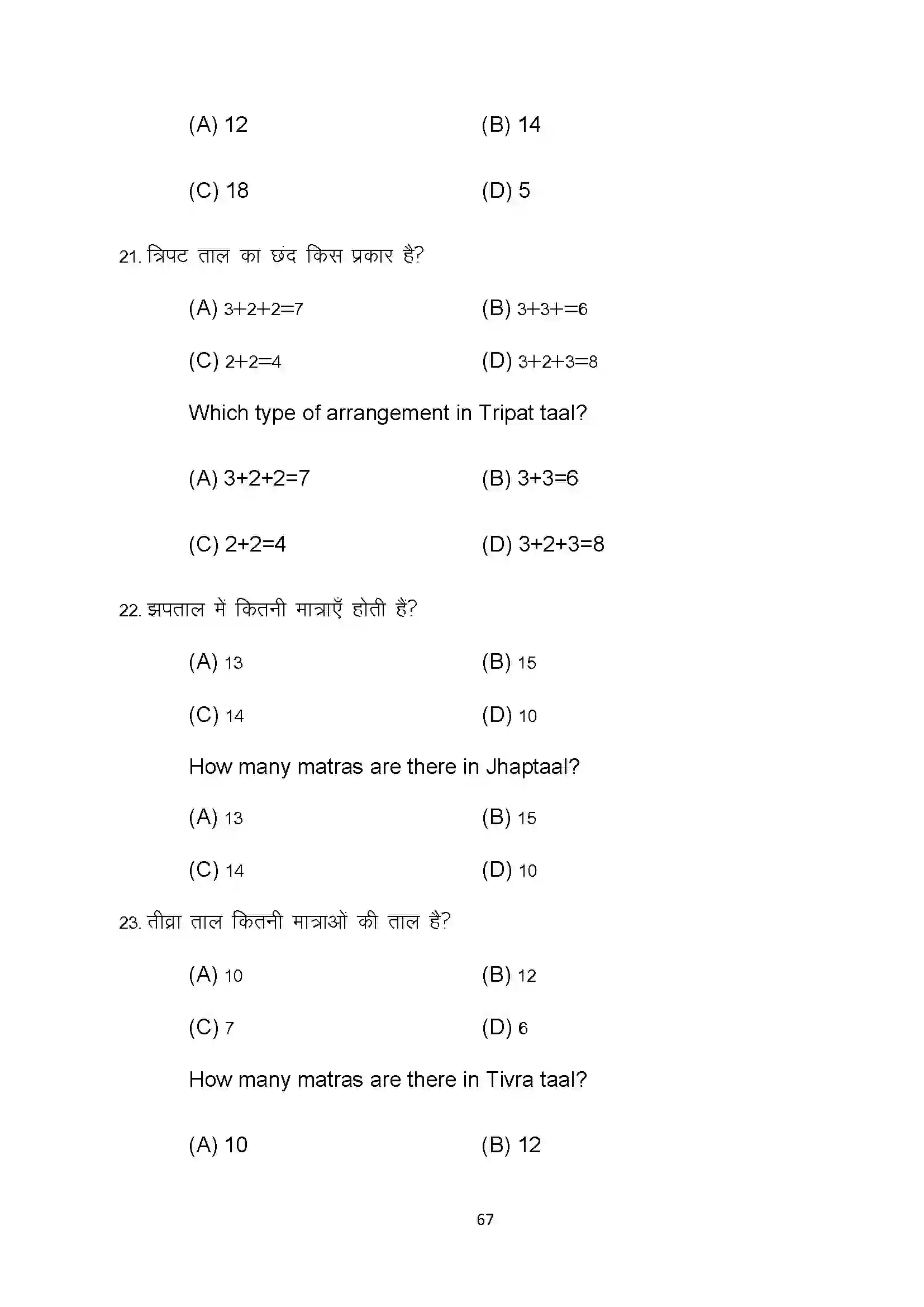 Bihar Board Class 10th 2022 Dance Sample Paper 67