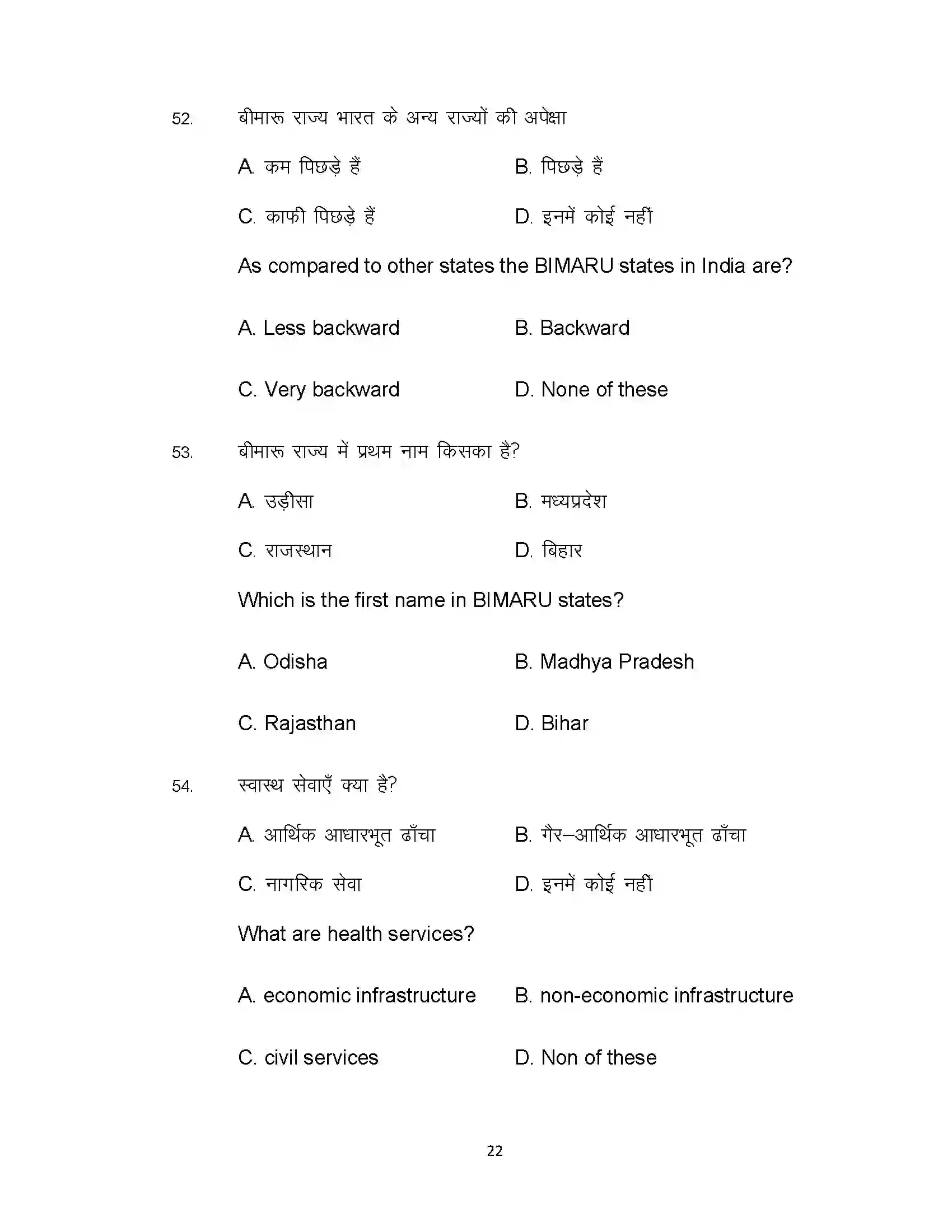 Bihar Board Class 10th 2020 Economics (Opt) Sample Paper 22