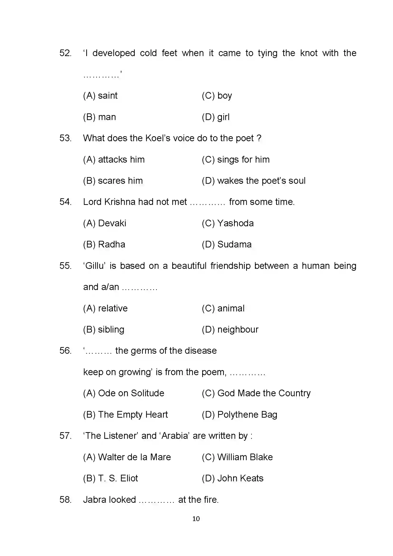 Bihar Board Class 10th 2022 English Sample Paper 10