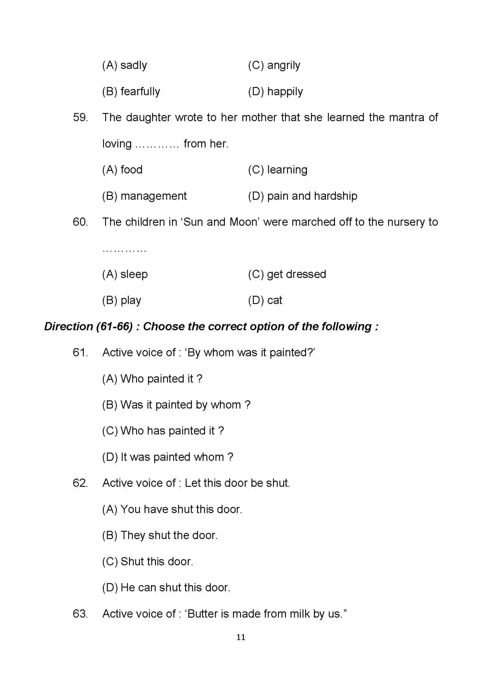 Bihar Board Class 10th 2022 English Sample Paper 11