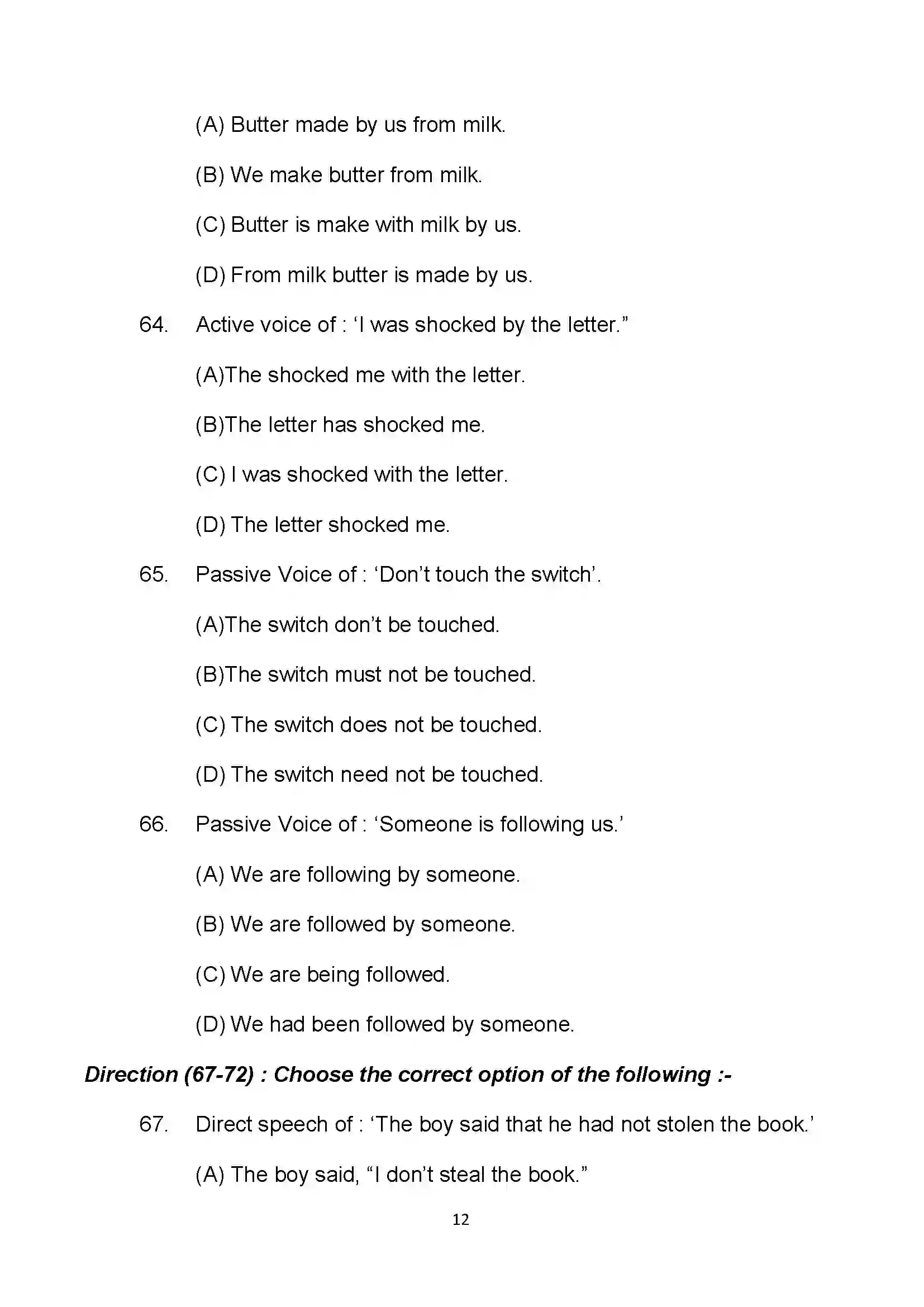 Bihar Board Class 10th 2022 English Sample Paper 12