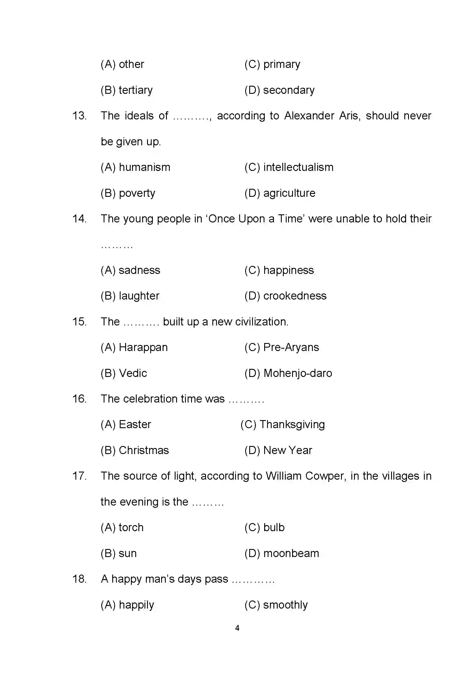 Bihar Board Class 10th 2022 English Sample Paper 4