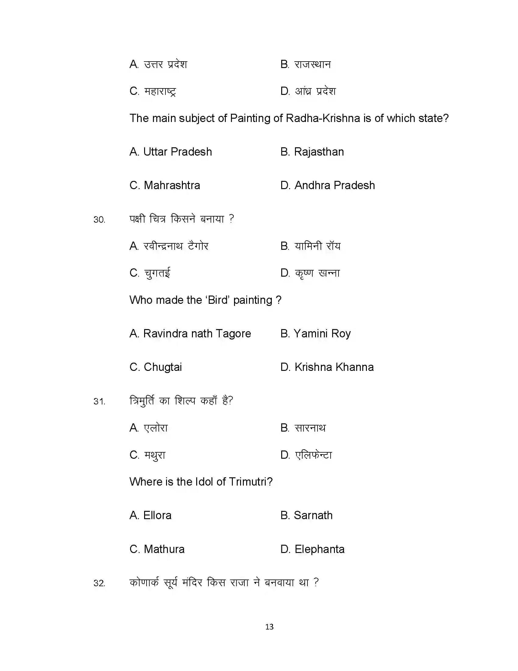 Bihar Board Class 10th 2020 Fine Art Sample Paper 13