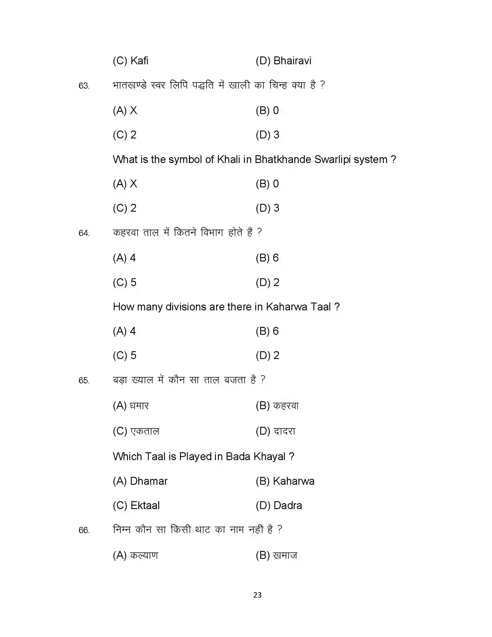 Bihar Board Class 10th 2023 Music Sample Paper 23