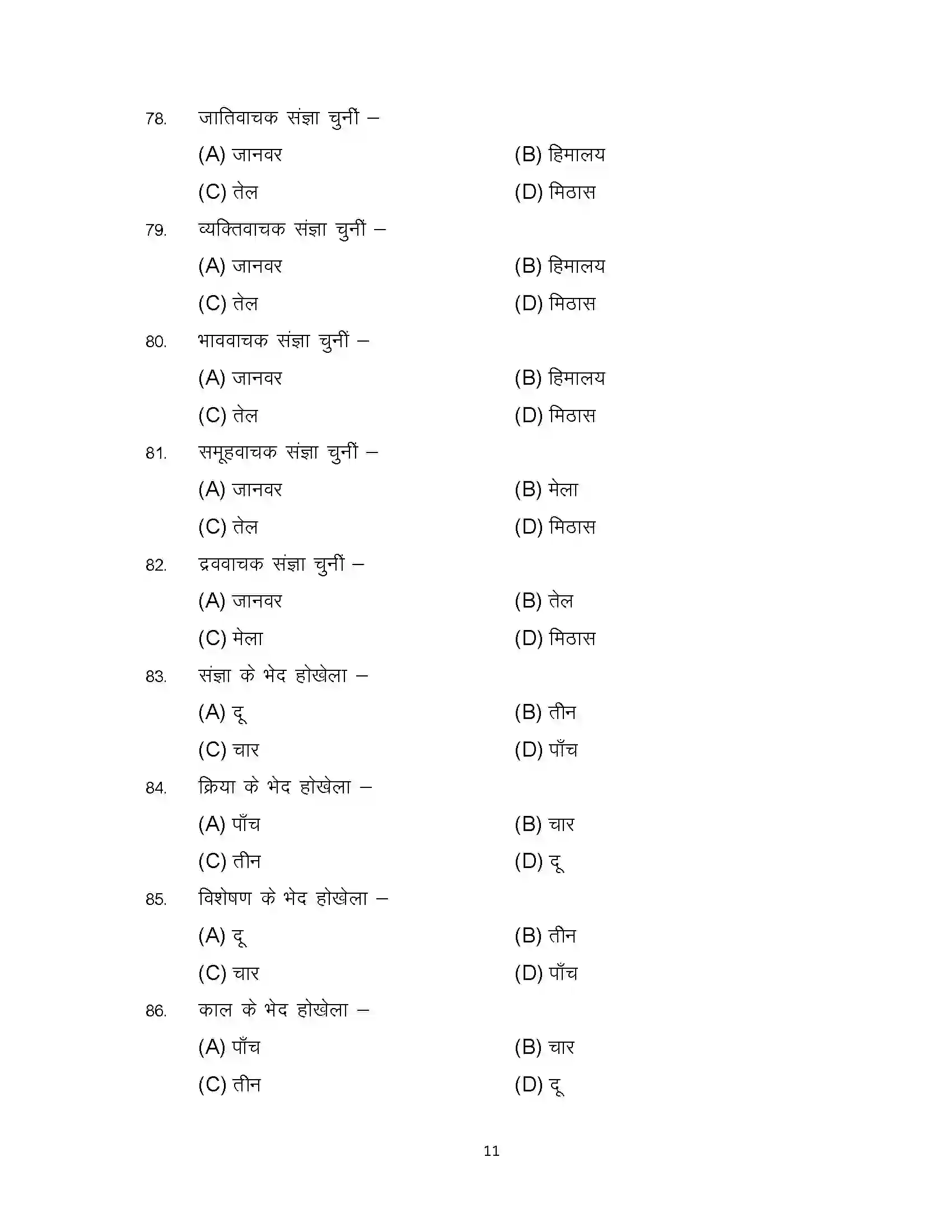 Bihar Board Class 12th 2024 Bhojpuri Sample Paper 11