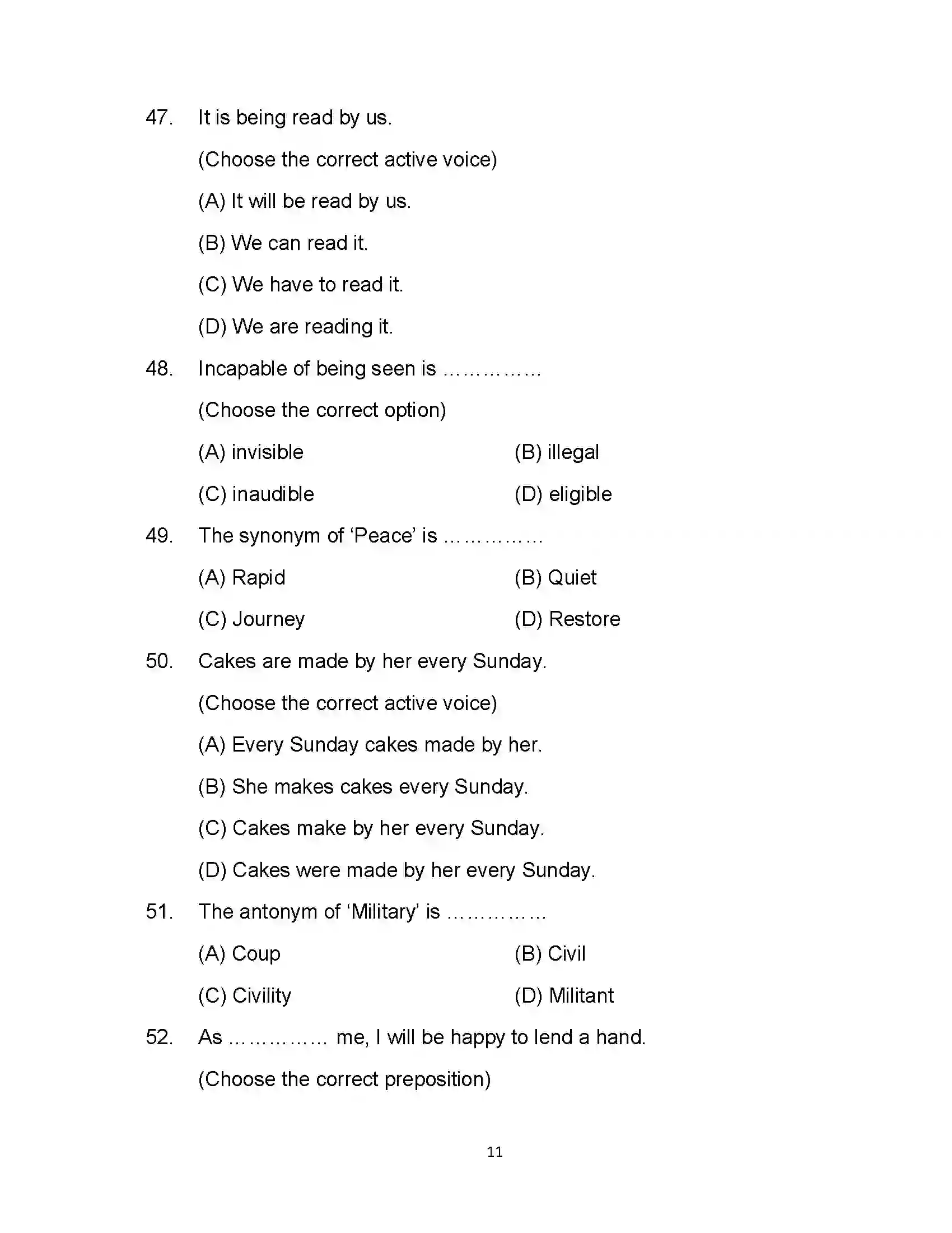 Bihar Board Class 12th 2022 English Sample Paper 11