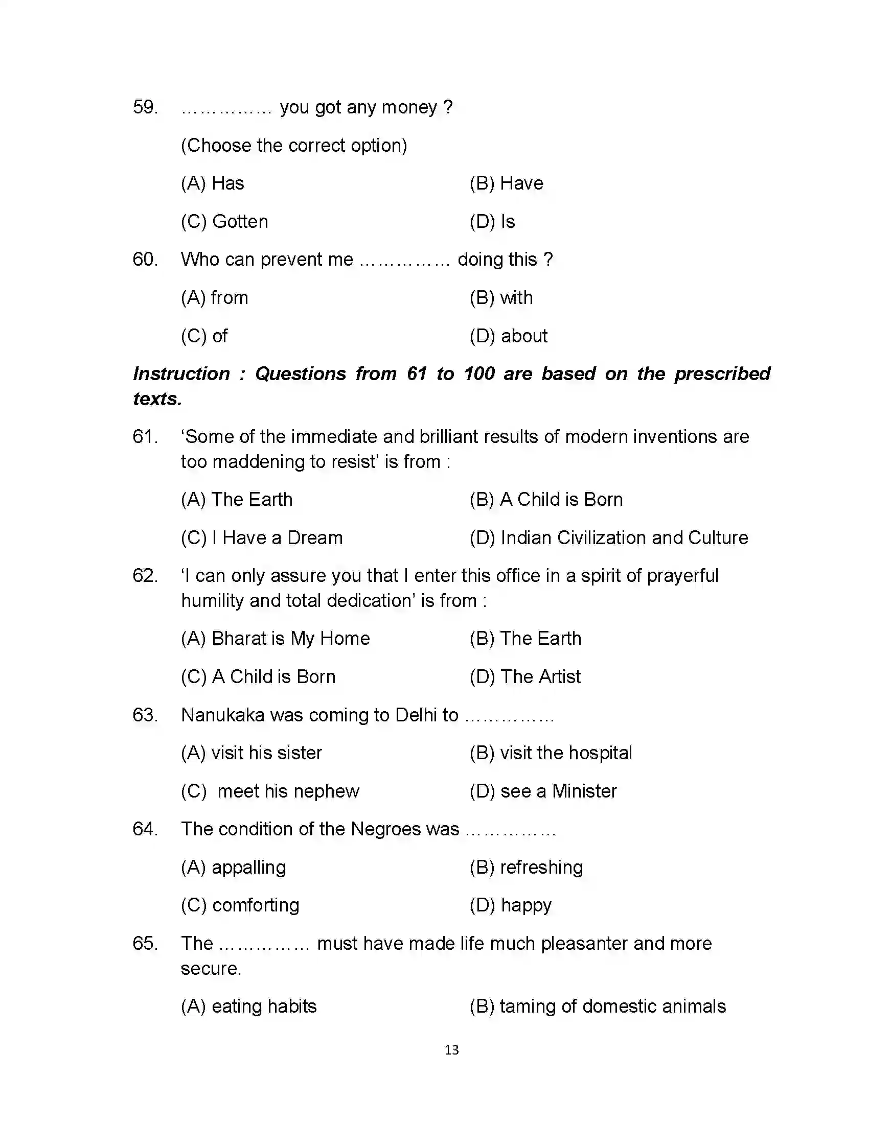 Bihar Board Class 12th 2022 English Sample Paper 13