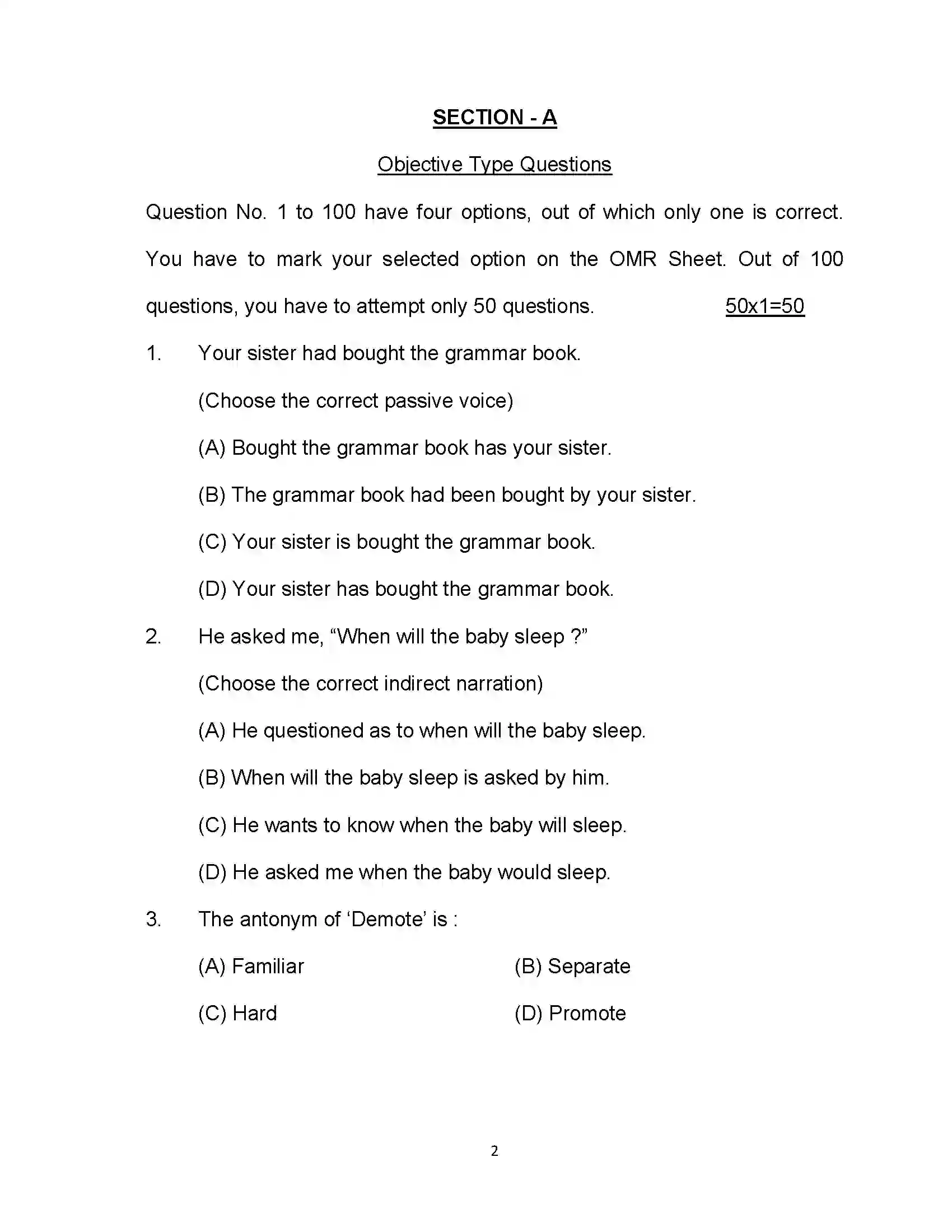 Bihar Board Class 12th 2023 English Sample Paper 2